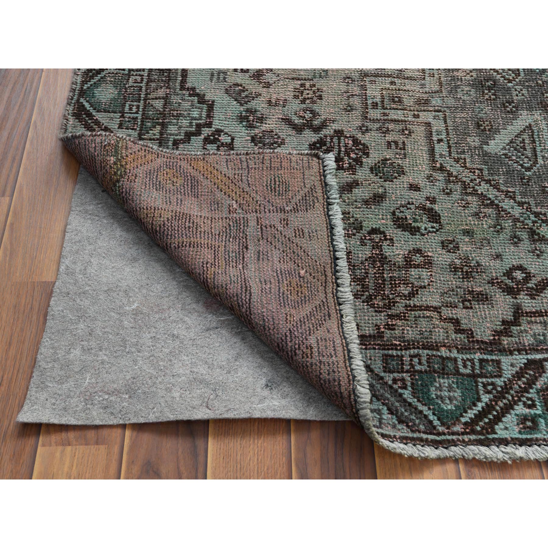 5'x8' Semi Antique Gray Persian Shiraz With Triple Medallion Worn Down Distressed Hand Knotted Natural Wool Oriental Rug Sh60599