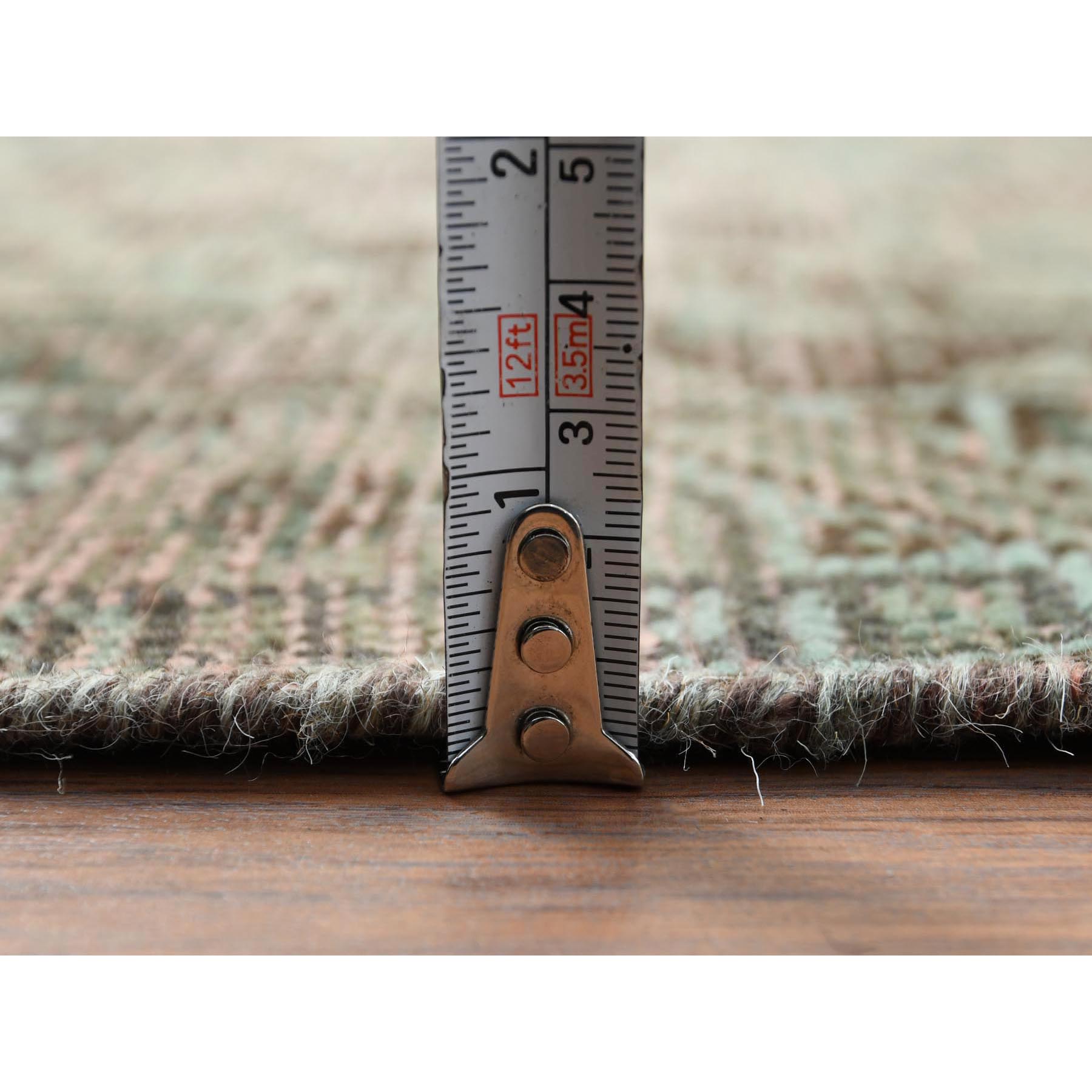 5'x8' Semi Antique Gray Persian Shiraz With Triple Medallion Worn Down Distressed Hand Knotted Natural Wool Oriental Rug Sh60599