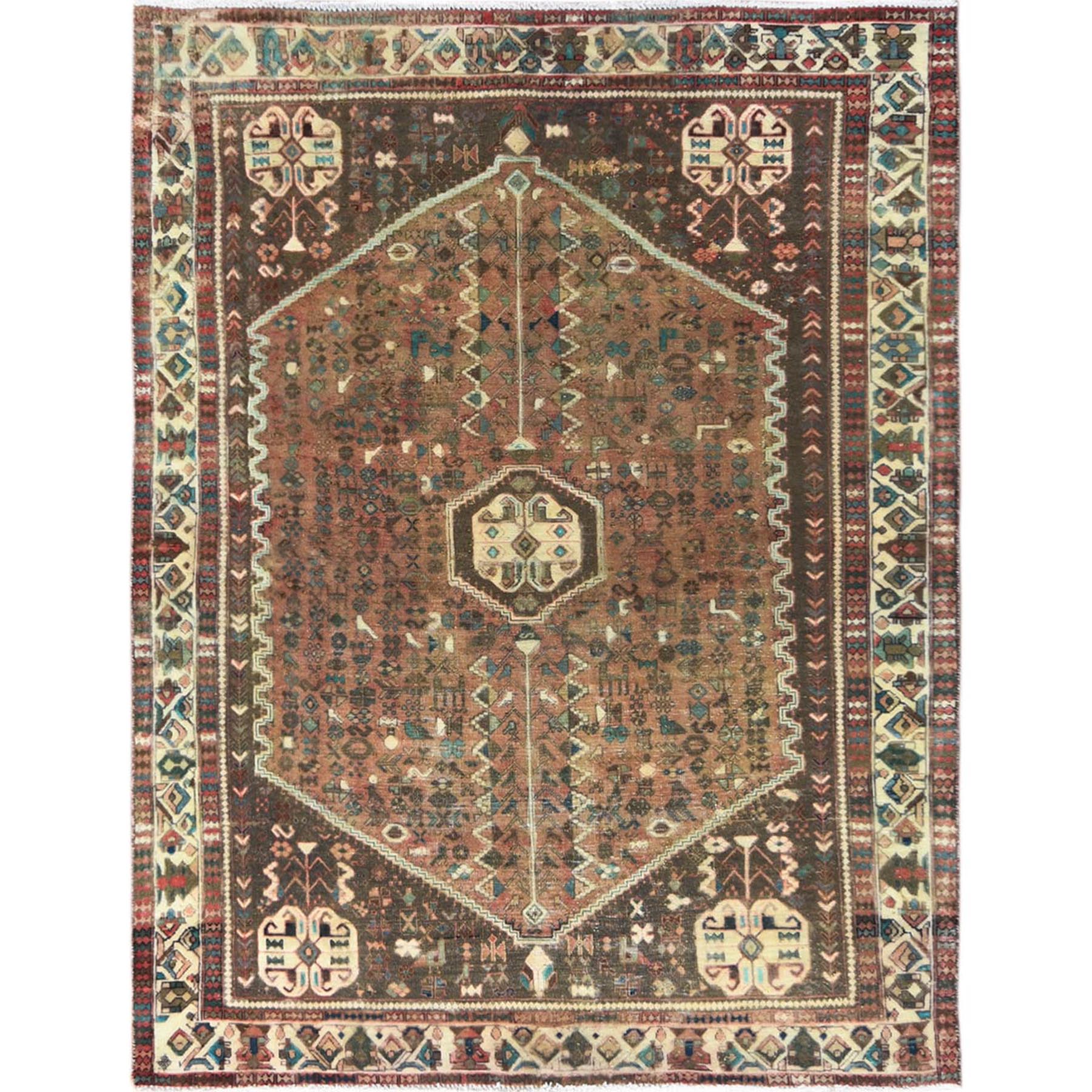 Fetneh Collection And Vintage Overdyed Collection Hand Knotted Brown Rug No: 1121202