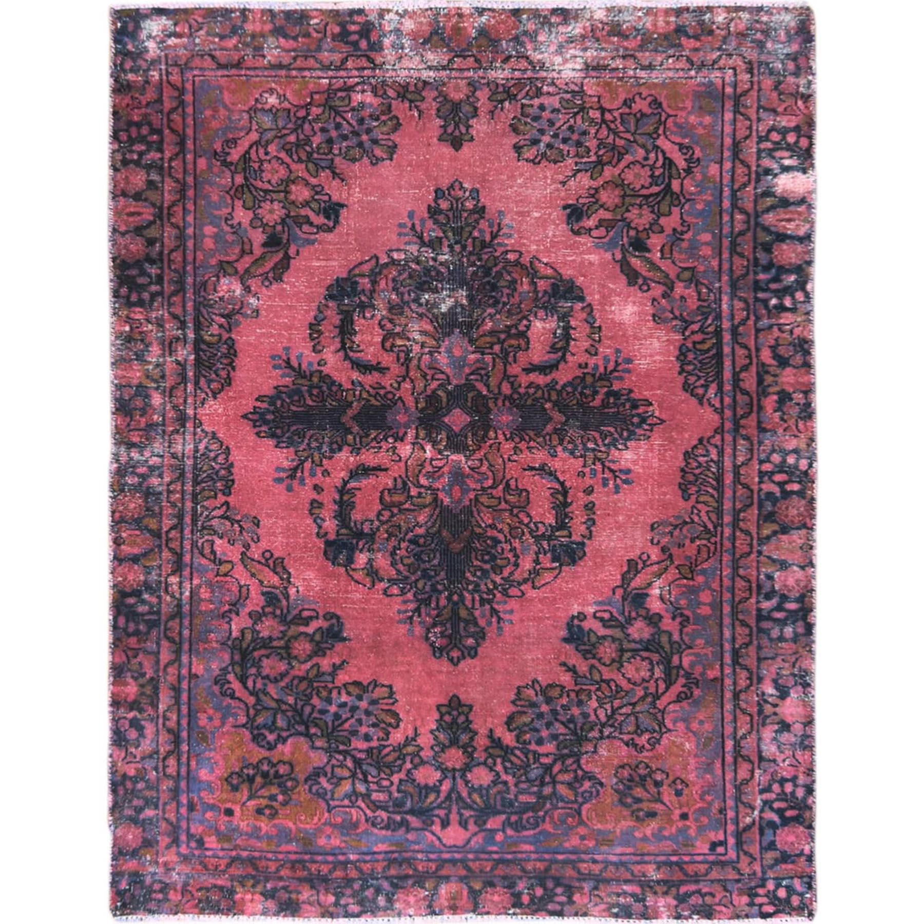 Fetneh Collection And Vintage Overdyed Collection Hand Knotted Pink Rug No: 1121206