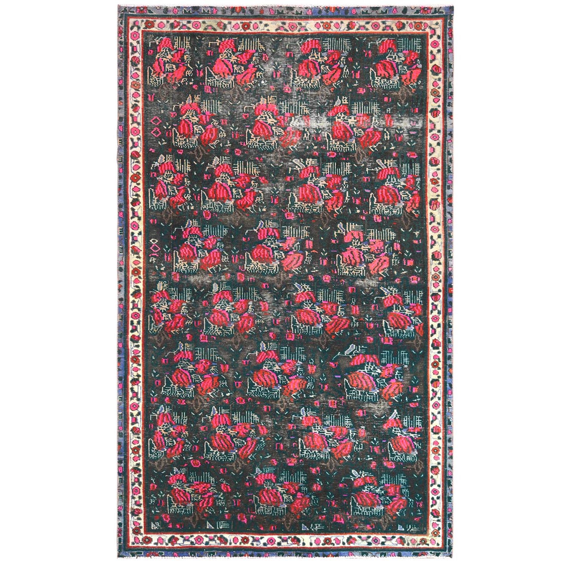 Fetneh Collection And Vintage Overdyed Collection Hand Knotted Black Rug No: 1121226