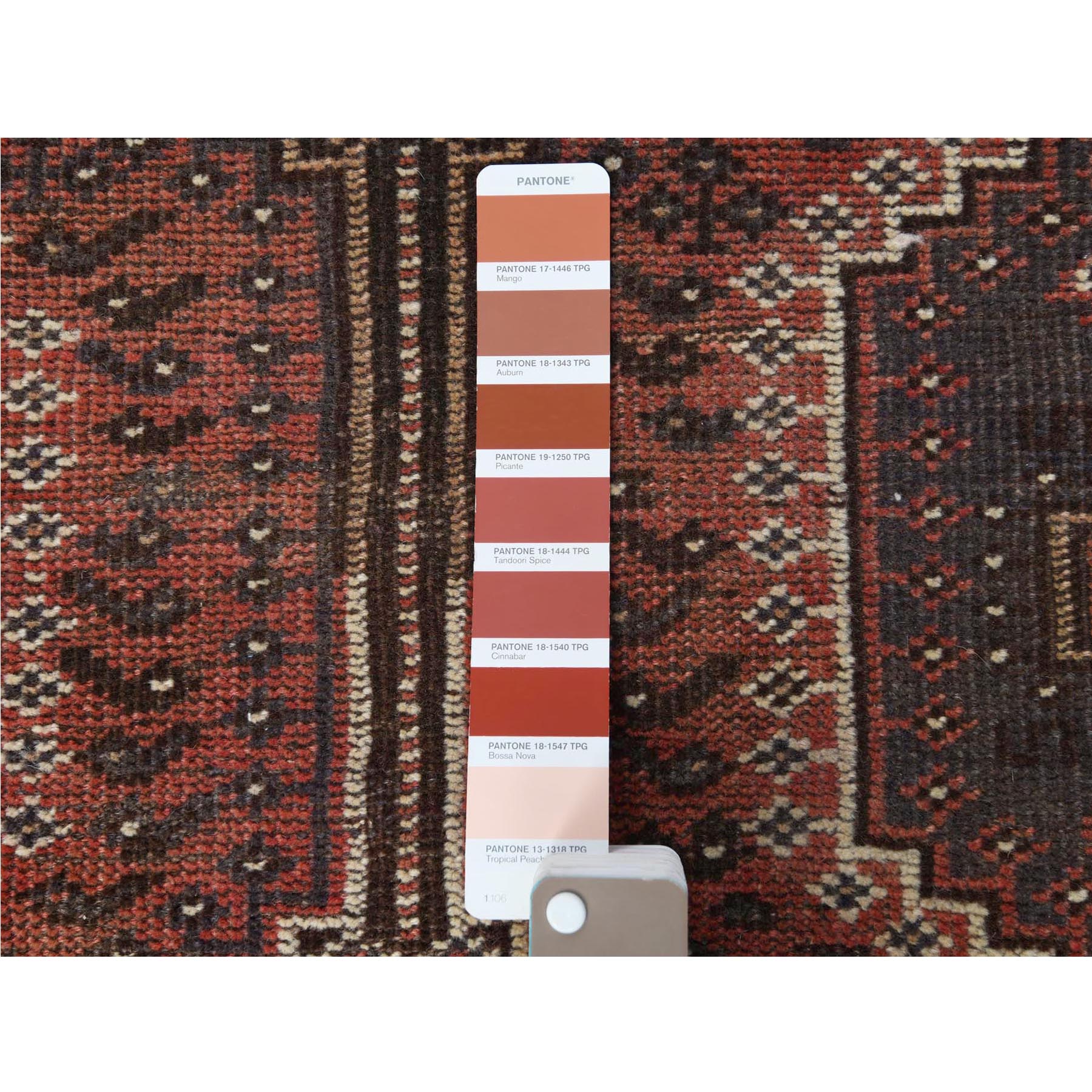 4'9"x7'8" Vintage Red Persian Qashqai Cropped Thin Pile Clean Hand Knotted Natural Wool Oriental Rug Sh60615