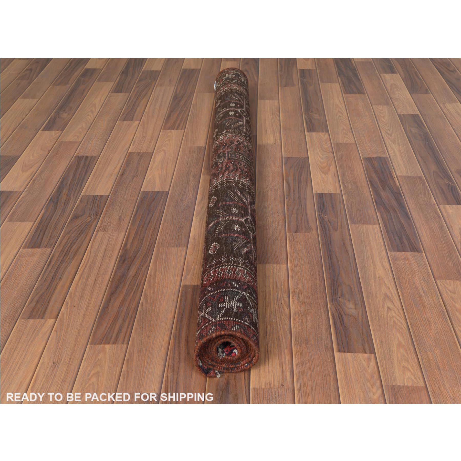 4'9"x7'8" Vintage Red Persian Qashqai Cropped Thin Pile Clean Hand Knotted Natural Wool Oriental Rug Sh60615