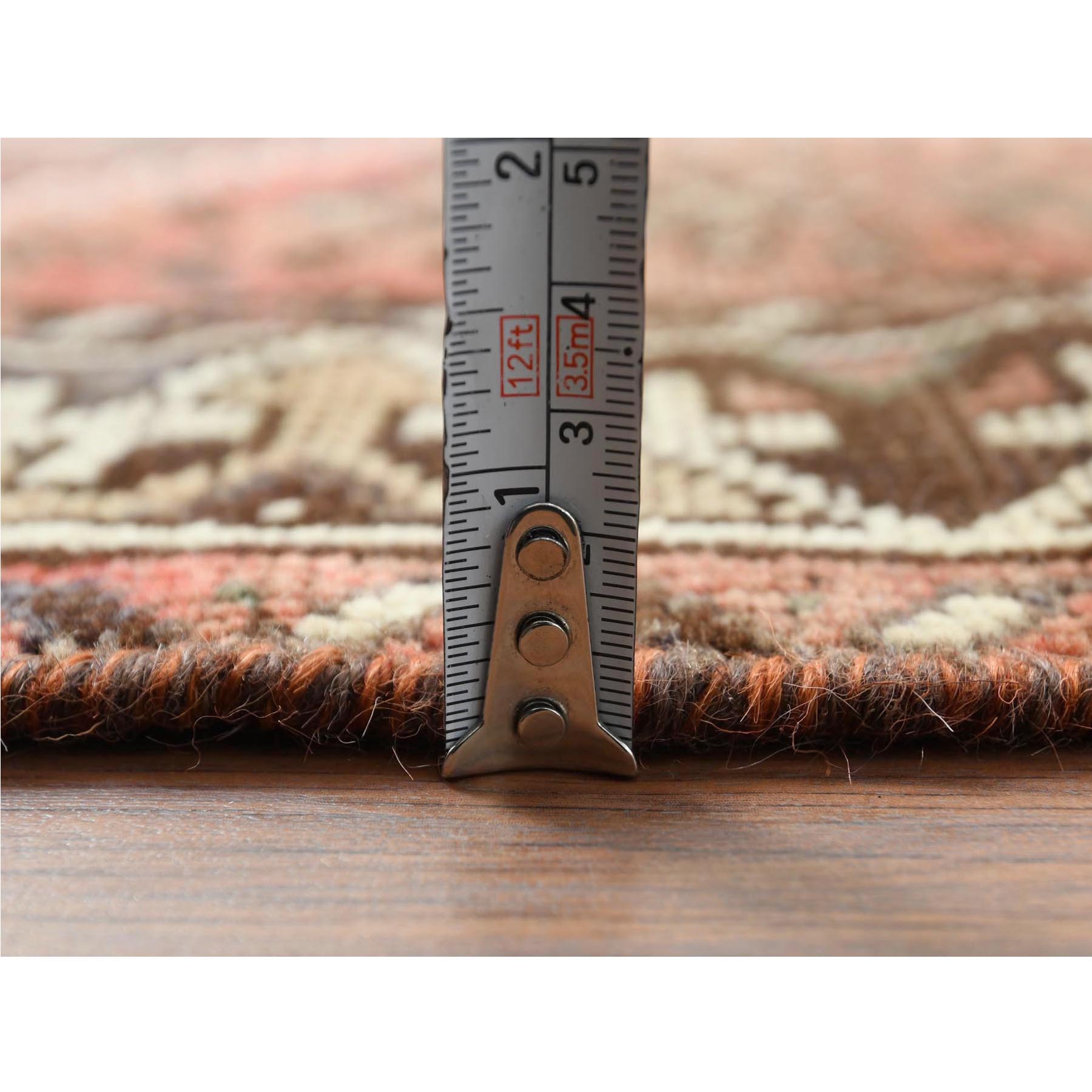 4'9"x7'8" Vintage Red Persian Qashqai Cropped Thin Pile Clean Hand Knotted Natural Wool Oriental Rug Sh60615