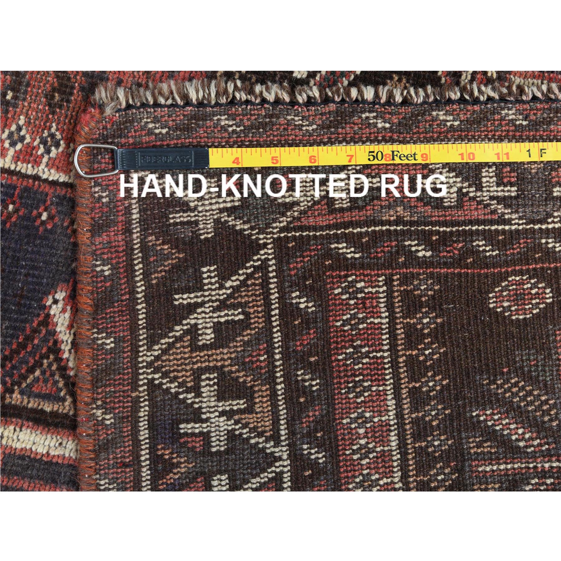 4'9"x7'8" Vintage Red Persian Qashqai Cropped Thin Pile Clean Hand Knotted Natural Wool Oriental Rug Sh60615