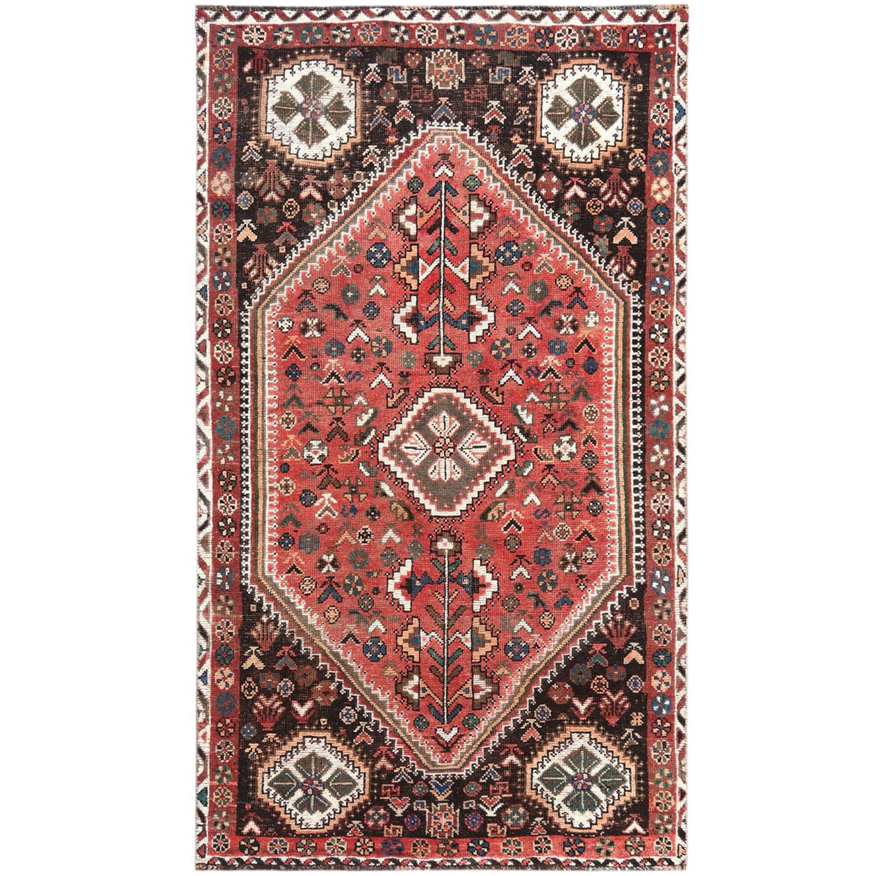 Fetneh Collection And Vintage Overdyed Collection Hand Knotted Red Rug No: 1121248
