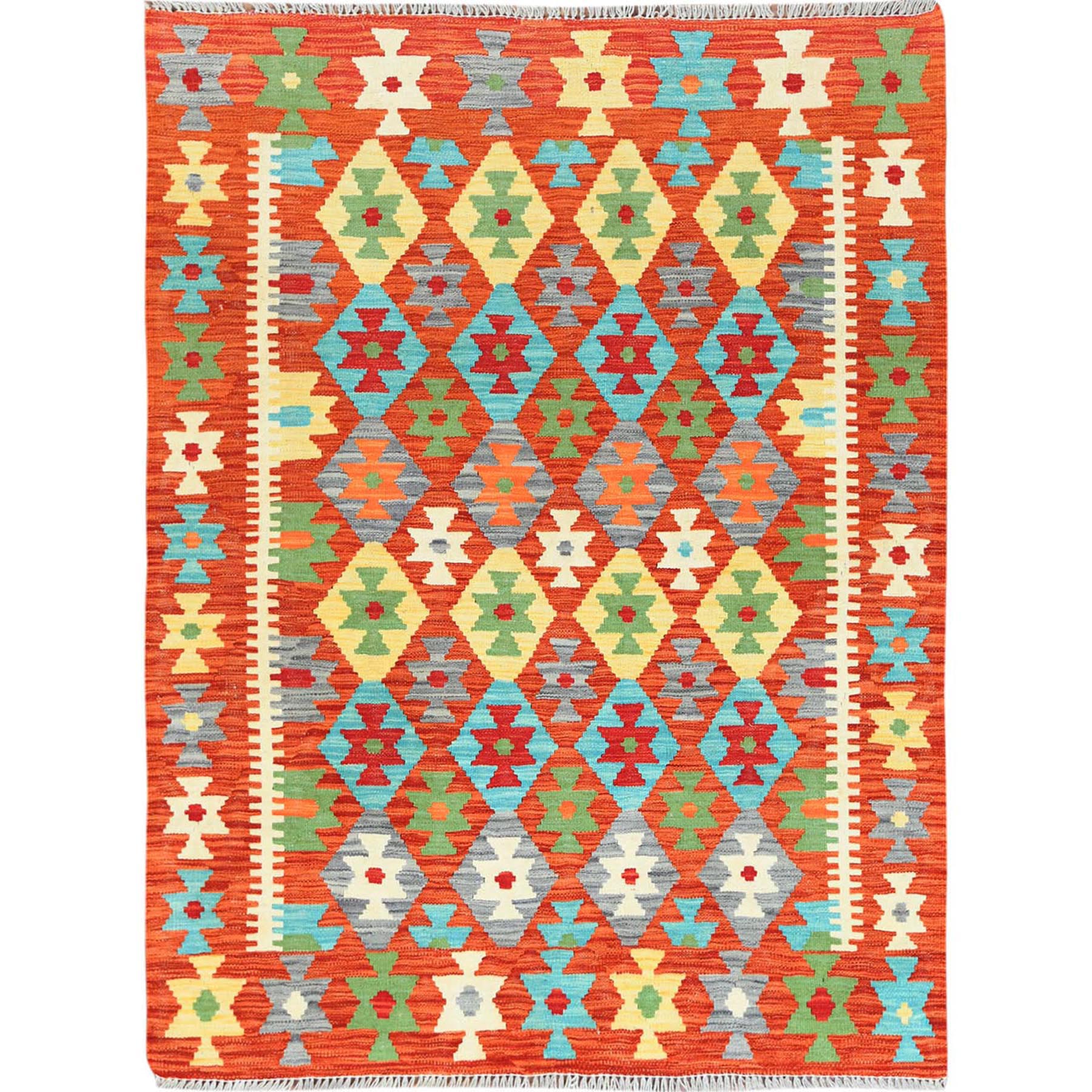 Fine Kilim Collection Hand Woven Orange Rug No: 1121270