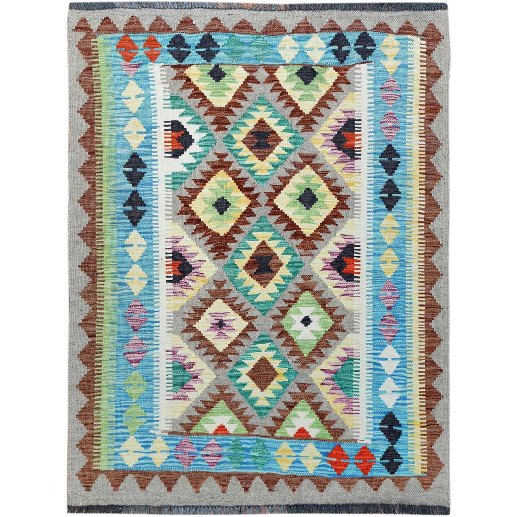 Fine Kilim Collection Hand Woven Teal Rug No: 1121294