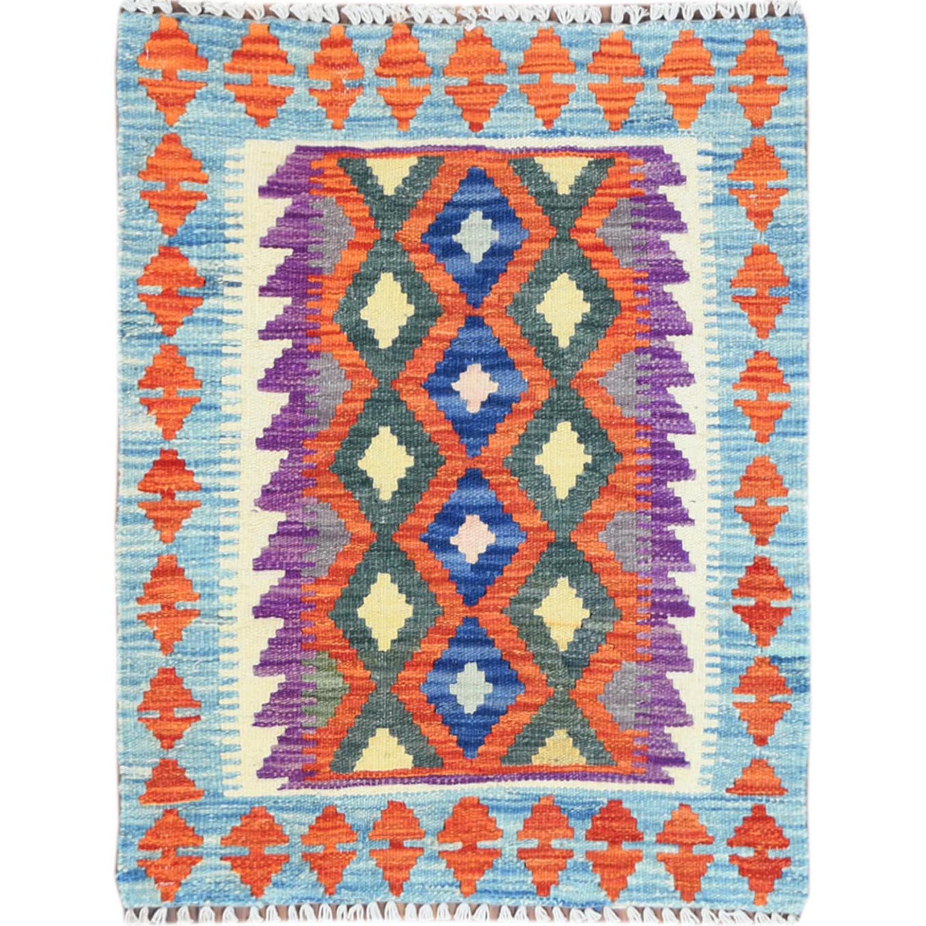 Fine Kilim Collection Hand Knotted Teal Rug No: 1121330