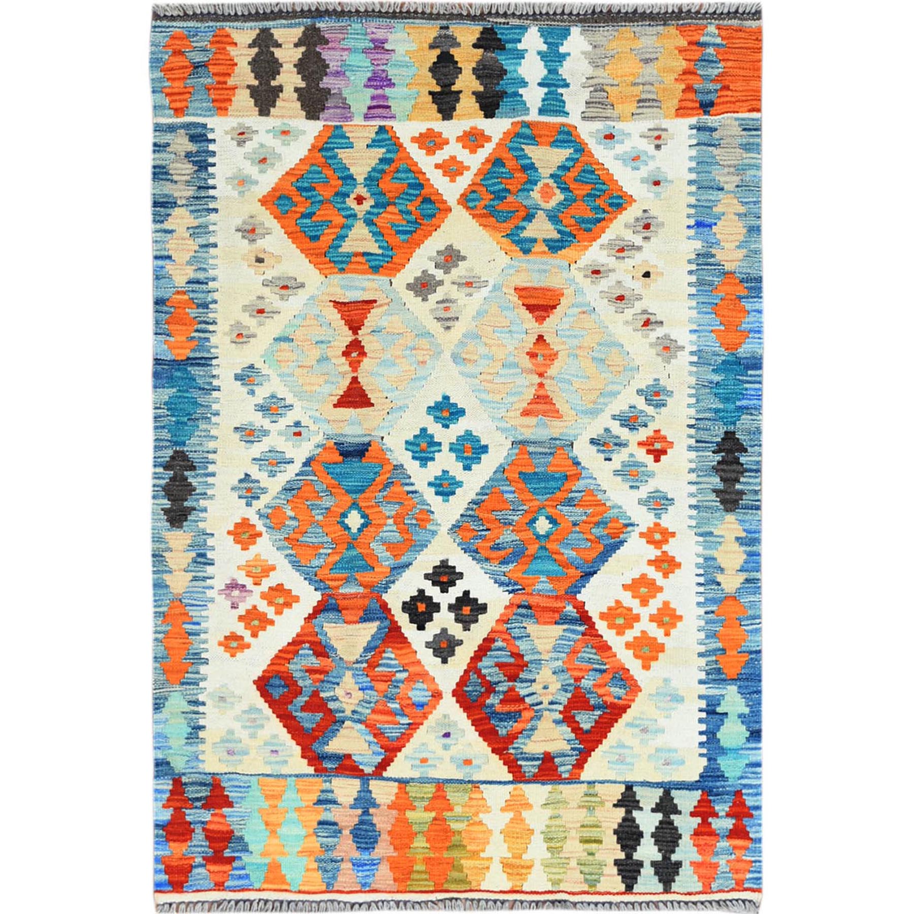 Fine Kilim Collection Hand Woven Ivory Rug No: 1121356