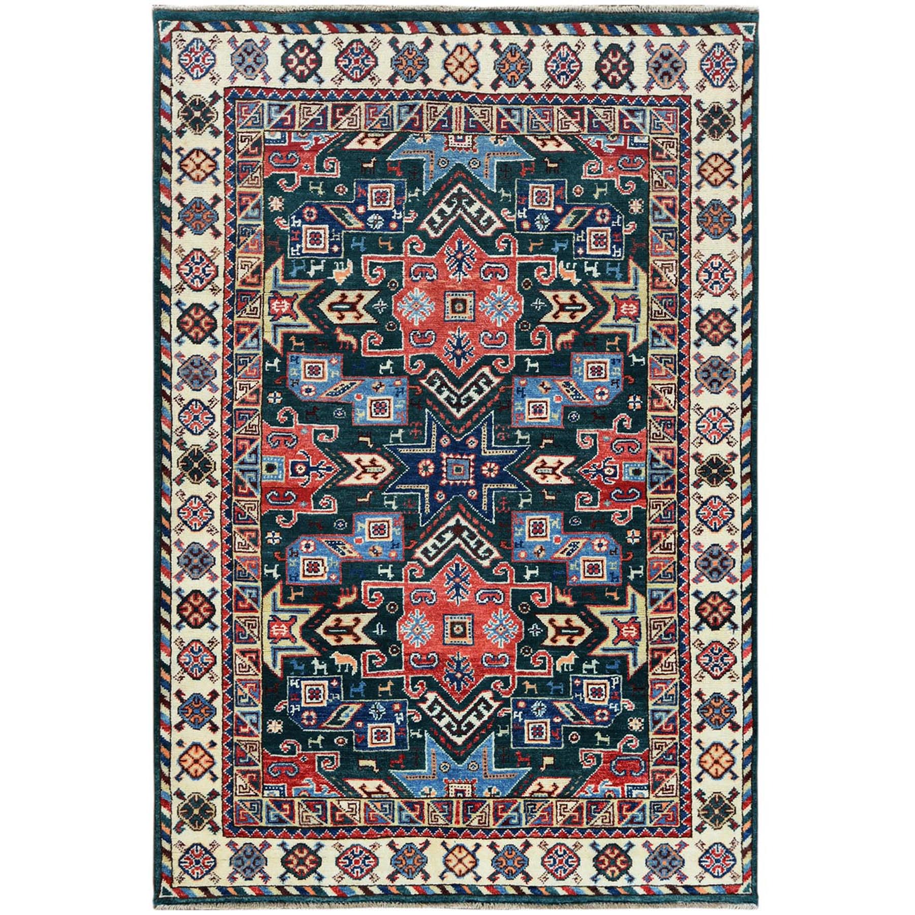 Caucasian Collection Hand Knotted Green Rug No: 1121480