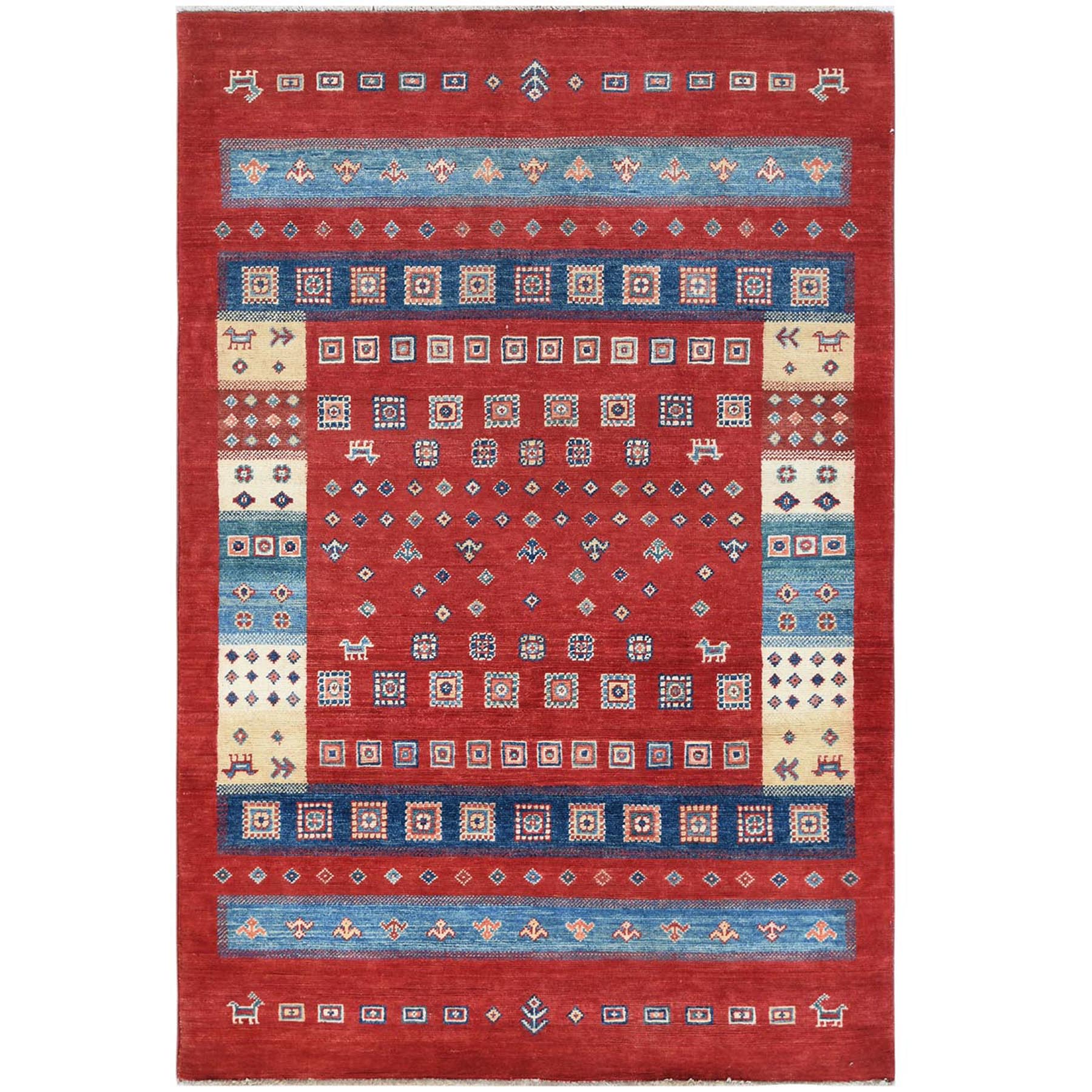 Caucasian Collection Hand Knotted Red Rug No: 1121486