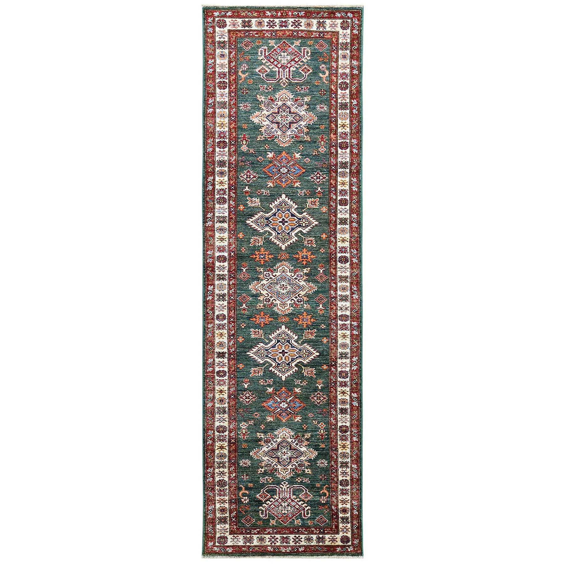 Caucasian Collection Hand Knotted Green Rug No: 1121562
