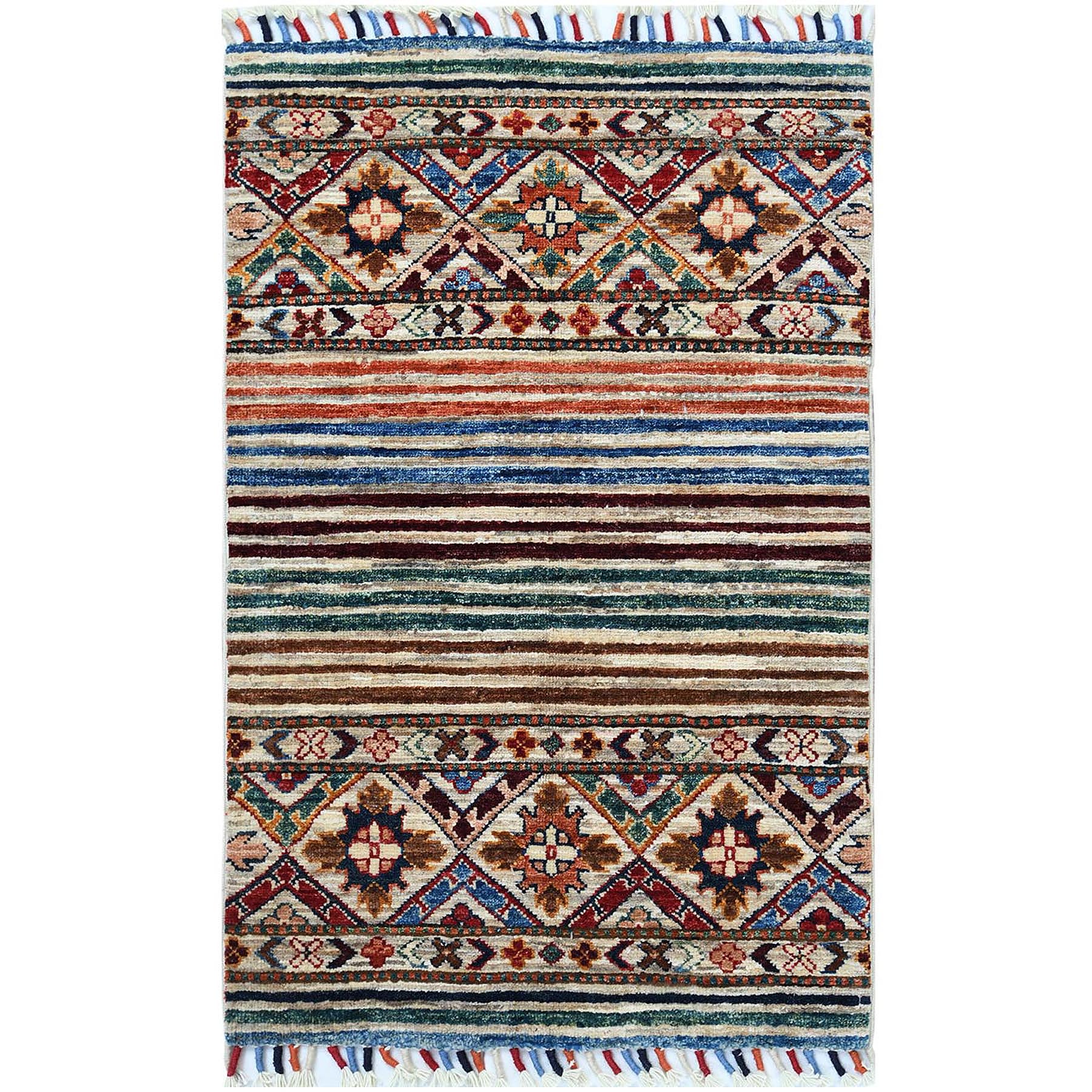 Caucasian Collection Hand Knotted Teal Rug No: 1121620