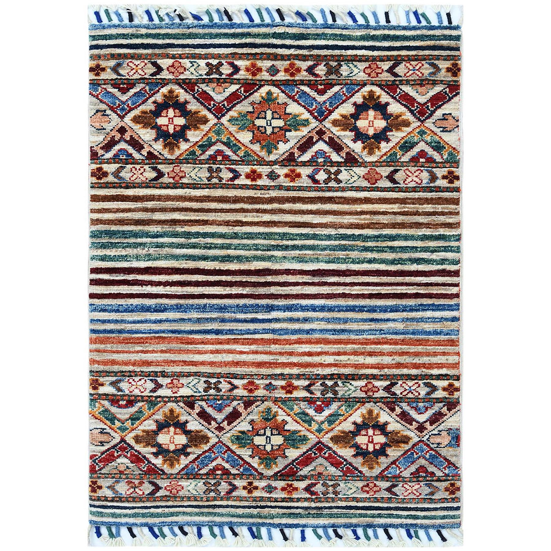 Caucasian Collection Hand Knotted Teal Rug No: 1121640