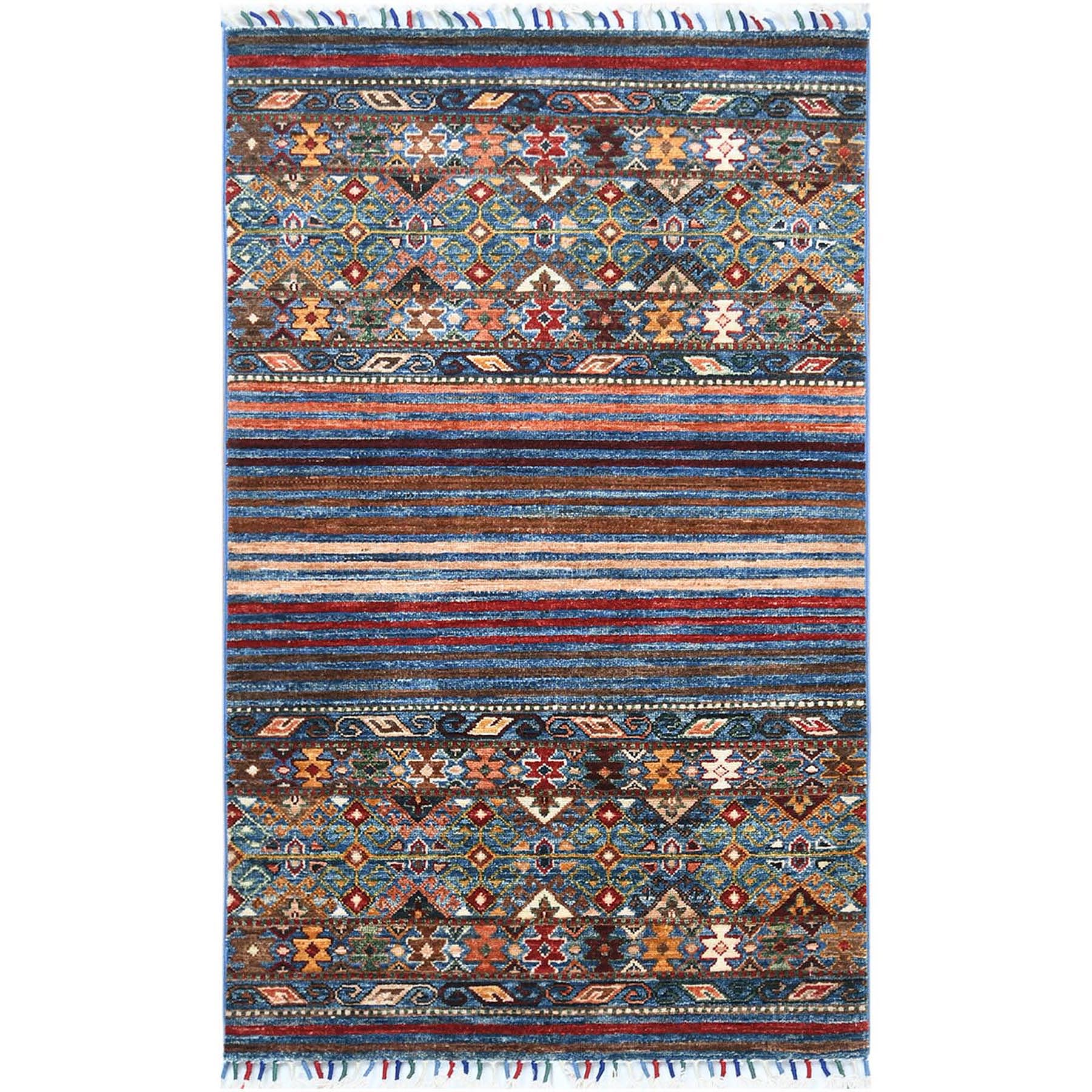 Caucasian Collection Hand Knotted Blue Rug No: 1121644
