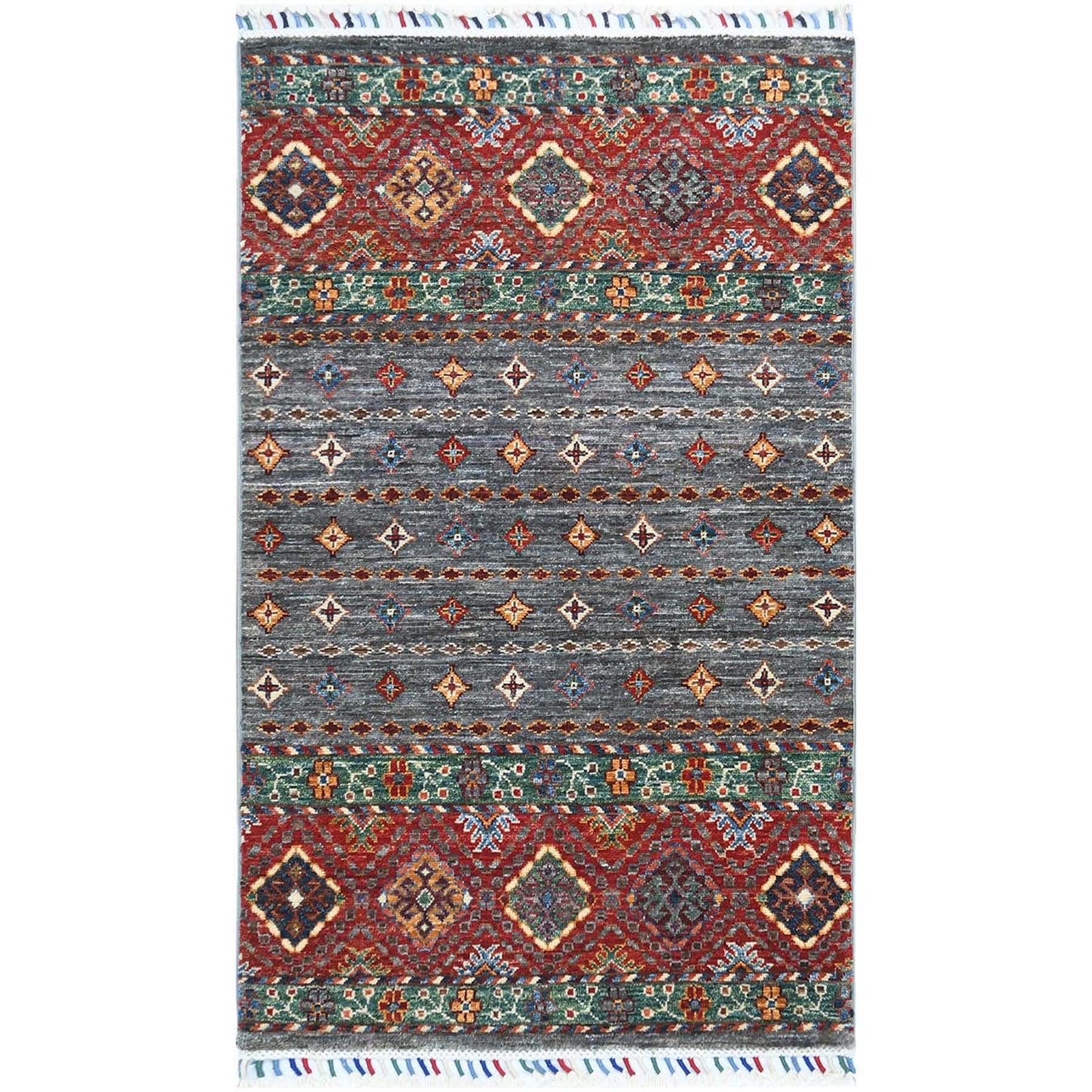 Caucasian Collection Hand Knotted Grey Rug No: 1121652