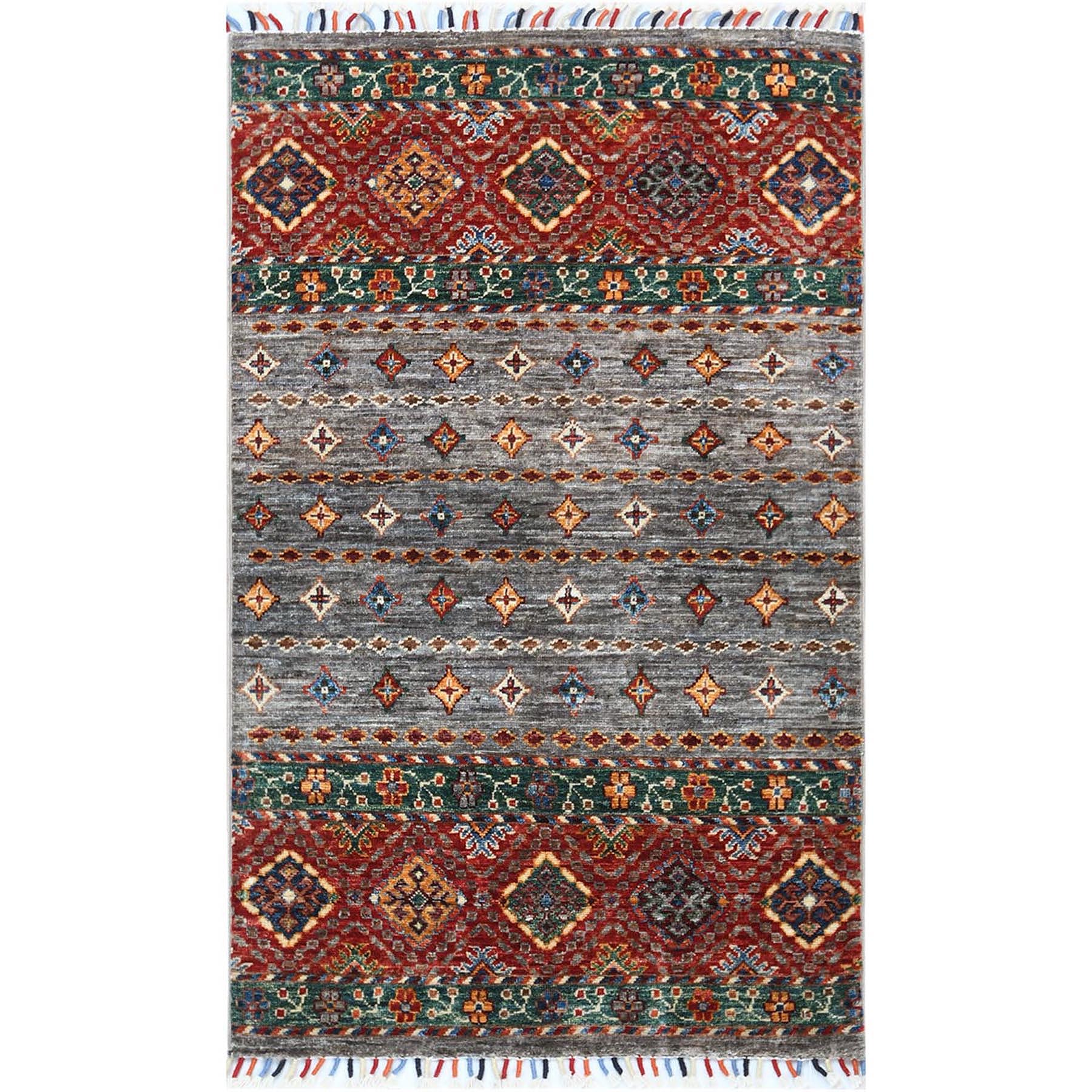 Caucasian Collection Hand Knotted Grey Rug No: 1121660