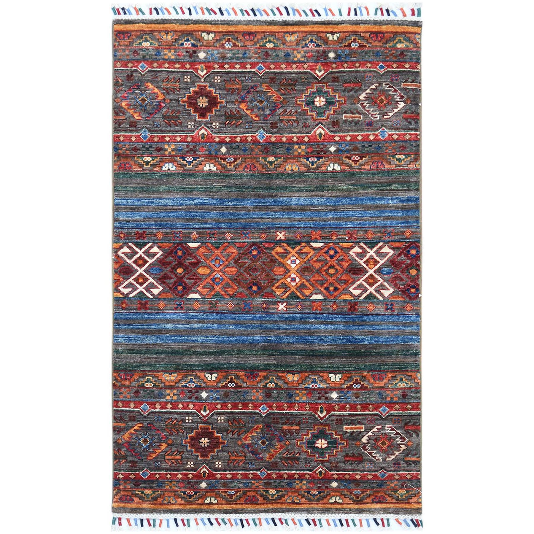 Caucasian Collection Hand Knotted Grey Rug No: 1121662