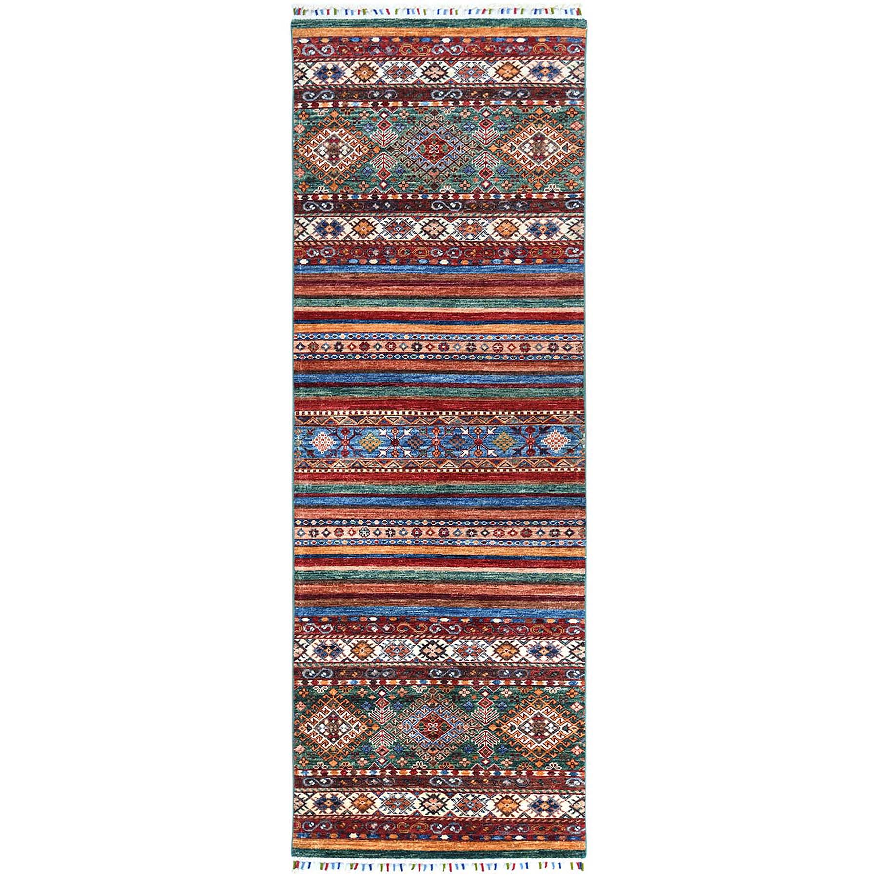 Caucasian Collection Hand Knotted Teal Rug No: 1121692