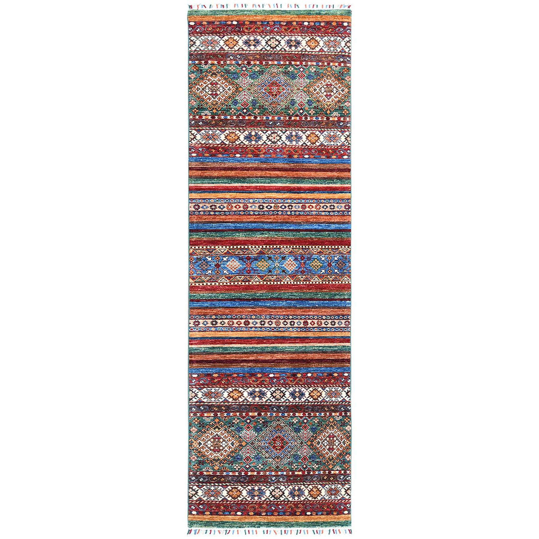 Caucasian Collection Hand Knotted Teal Rug No: 1121696