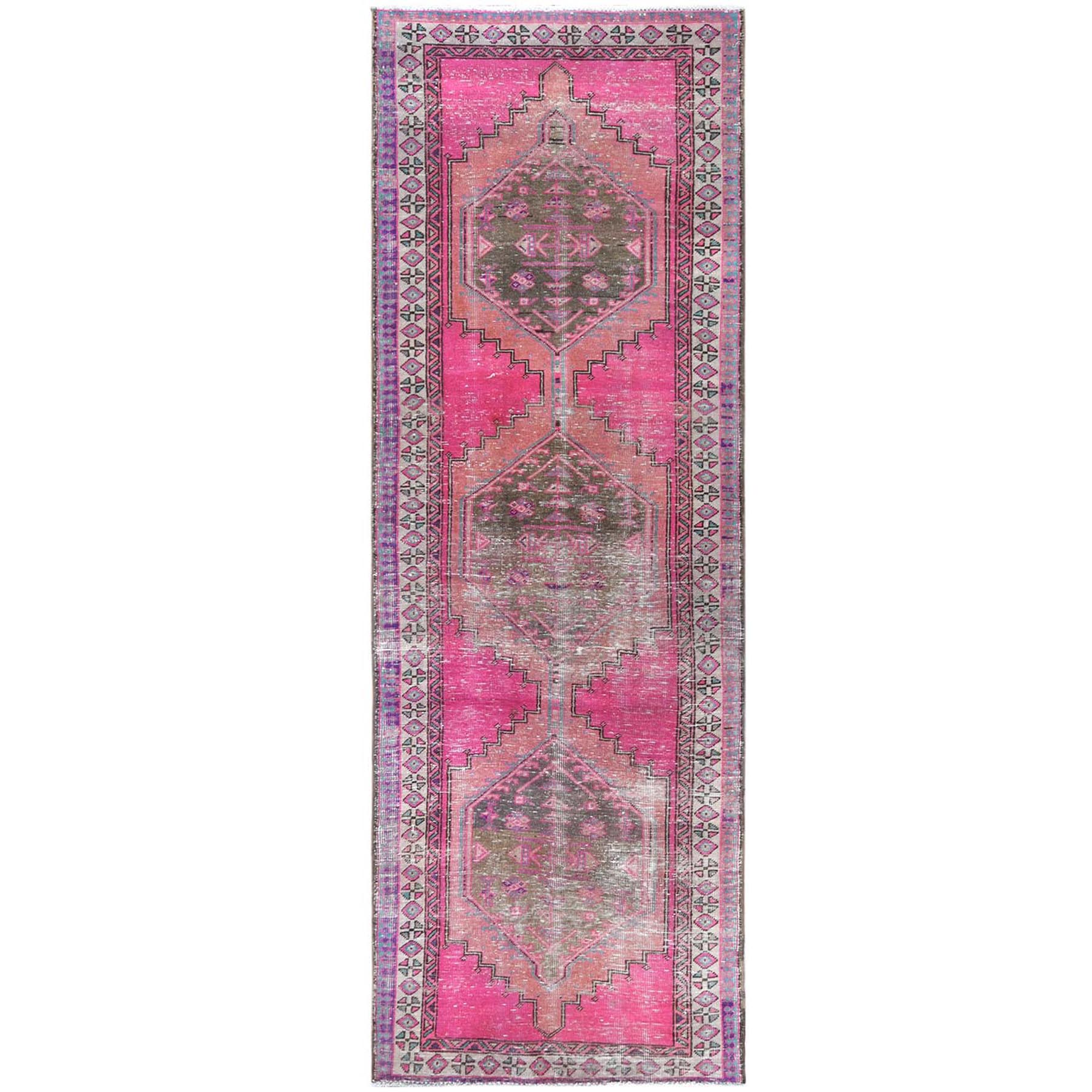 Fetneh Collection And Vintage Overdyed Collection Hand Knotted Pink Rug No: 1121756