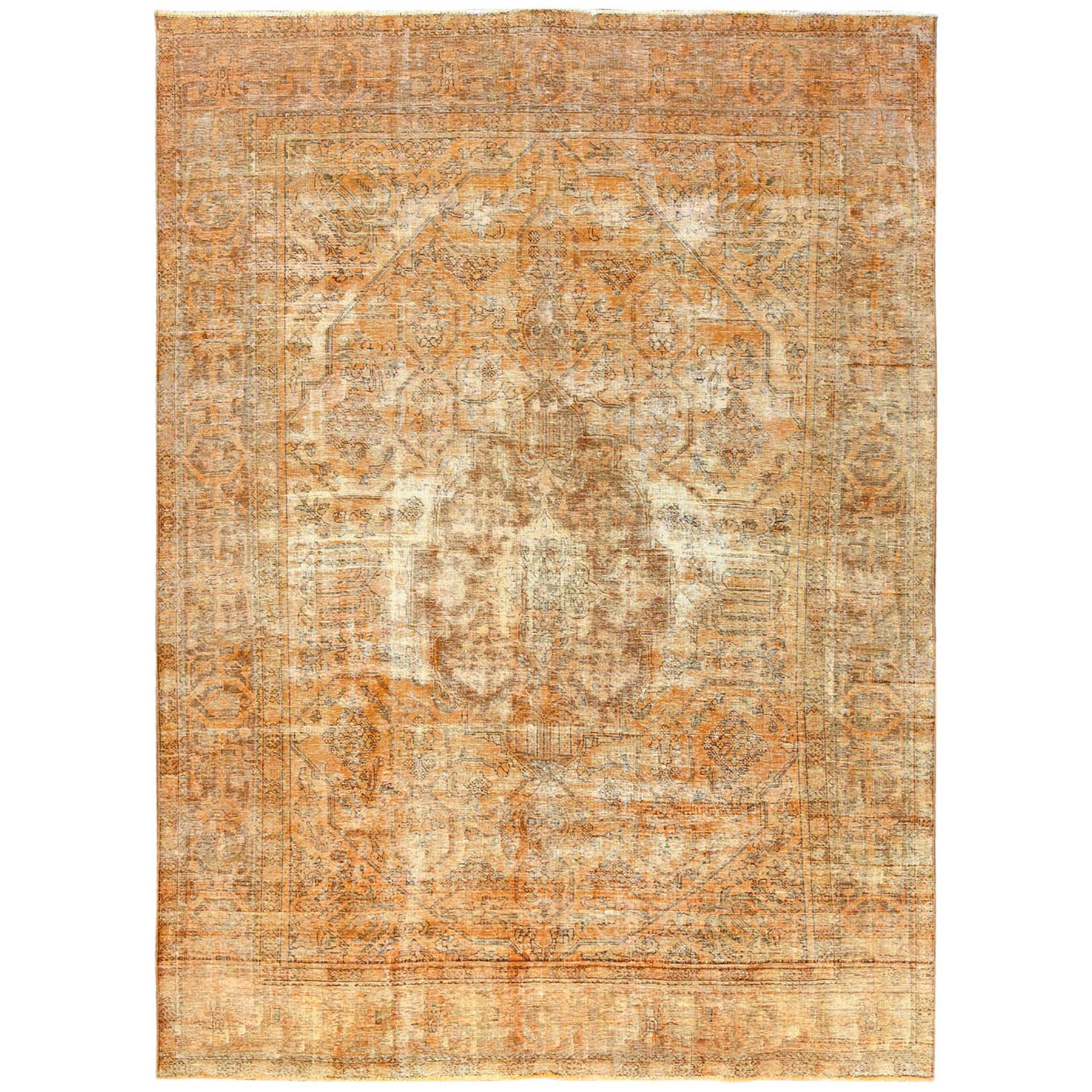 Fetneh Collection And Vintage Overdyed Collection Hand Knotted Orange Rug No: 1121768