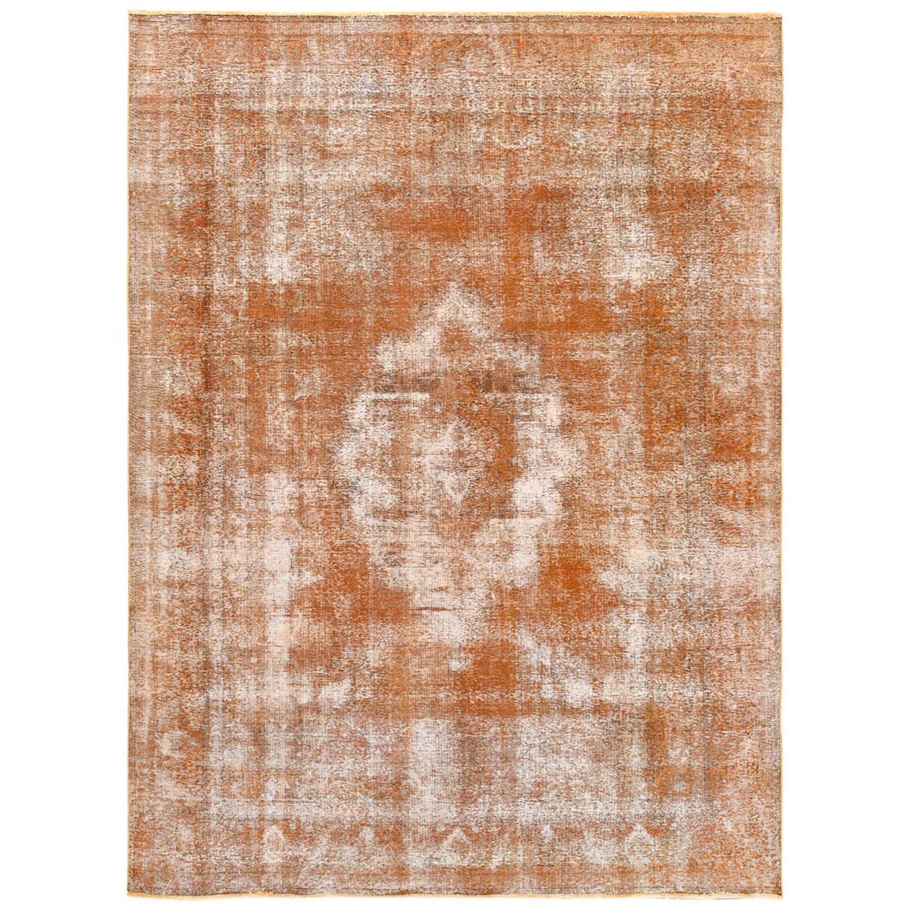 Fetneh Collection And Vintage Overdyed Collection Hand Knotted Orange Rug No: 1121774