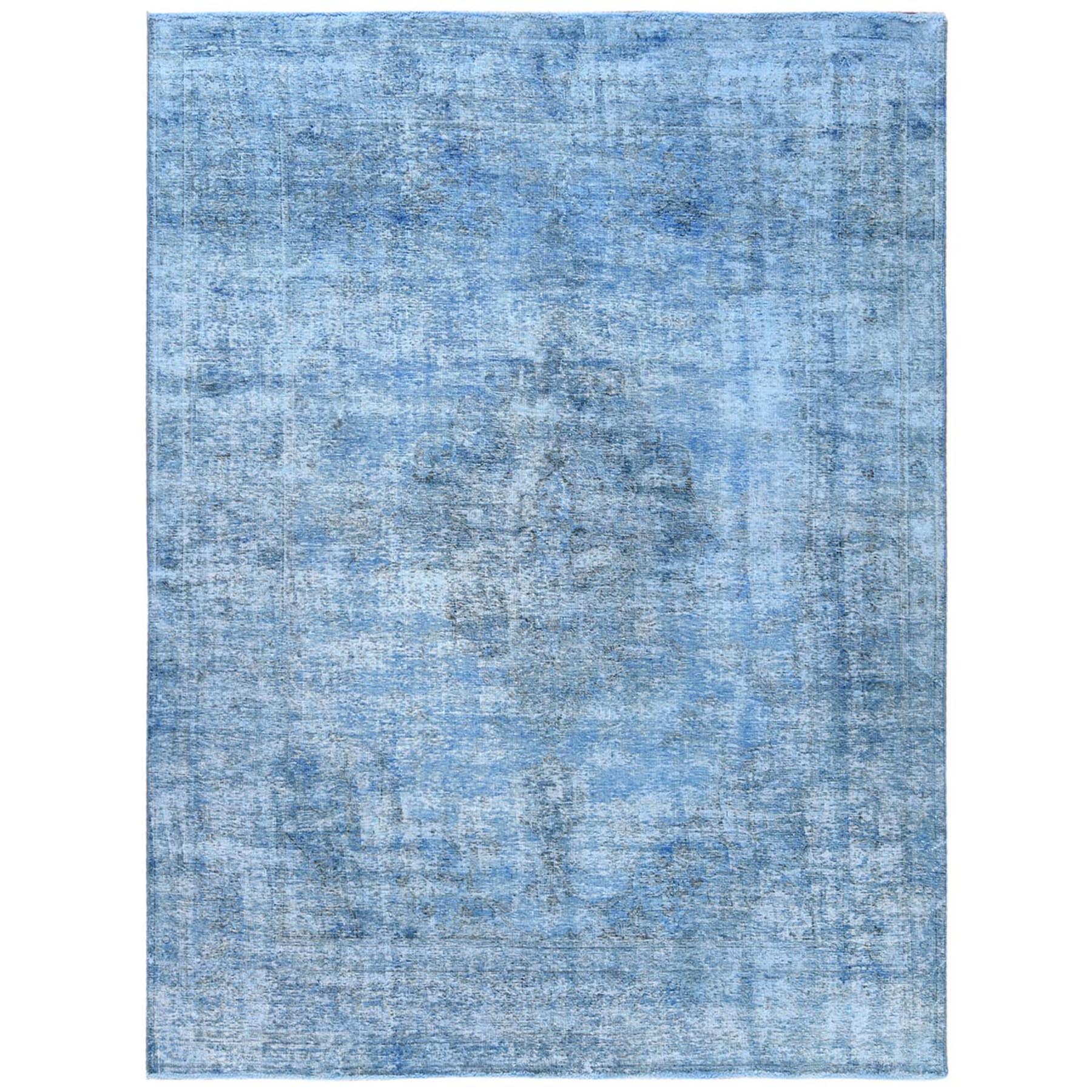 Fetneh Collection And Vintage Overdyed Collection Hand Knotted Blue Rug No: 1121778