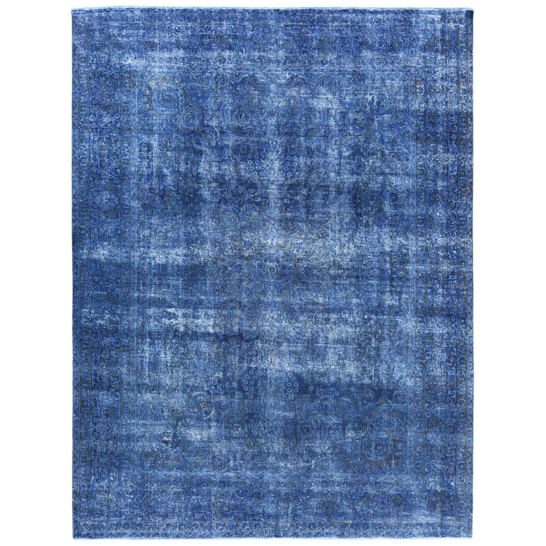 Fetneh Collection And Vintage Overdyed Collection Hand Knotted Blue Rug No: 1121782