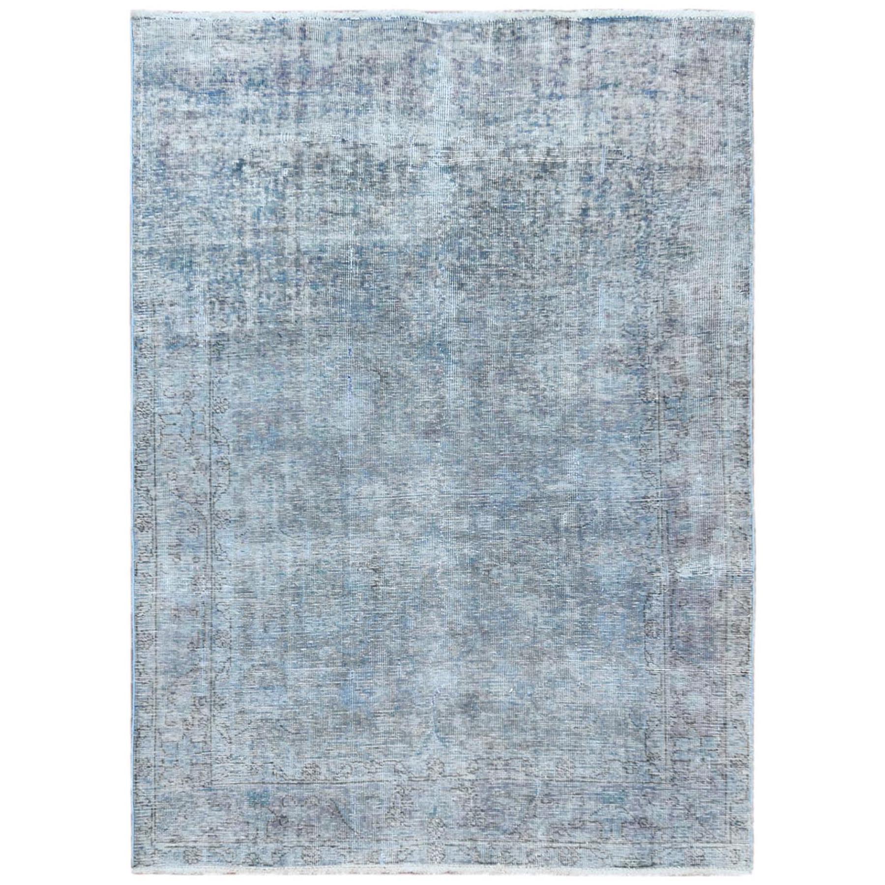 Fetneh Collection And Vintage Overdyed Collection Hand Knotted Blue Rug No: 1121808