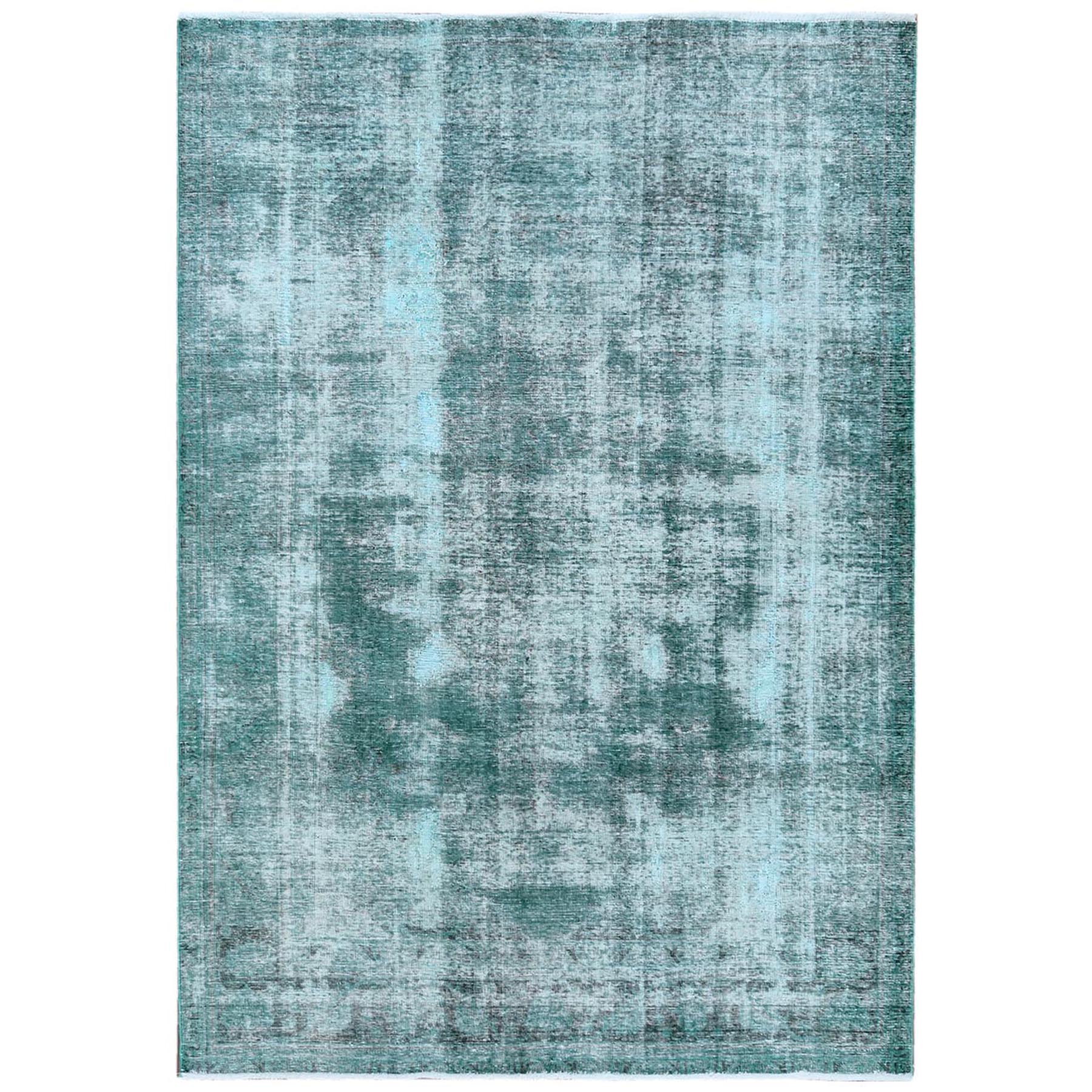 Fetneh Collection And Vintage Overdyed Collection Hand Knotted Green Rug No: 1121812