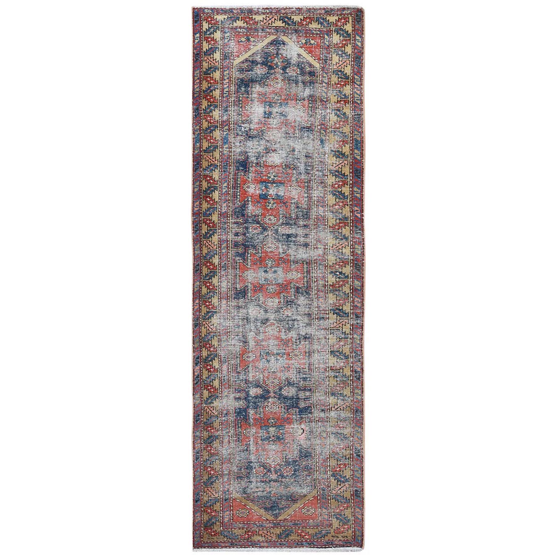 Fetneh Collection And Vintage Overdyed Collection Hand Knotted Blue Rug No: 1121874