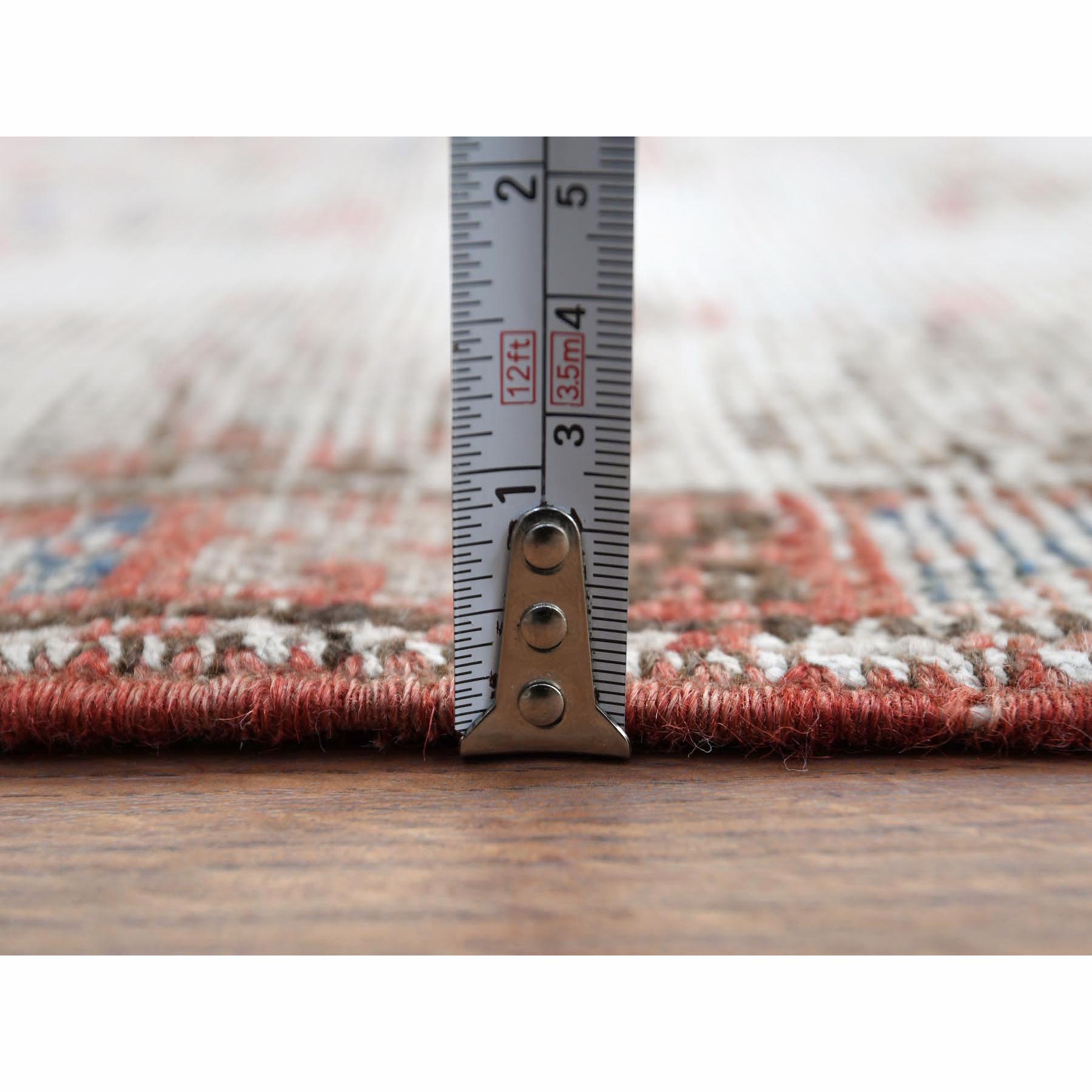3'2"x9'5" Vintage Red Northwest Persian Distressed Pure Wool Hand Knotted Clean Oriental Runner Rug Sh60946