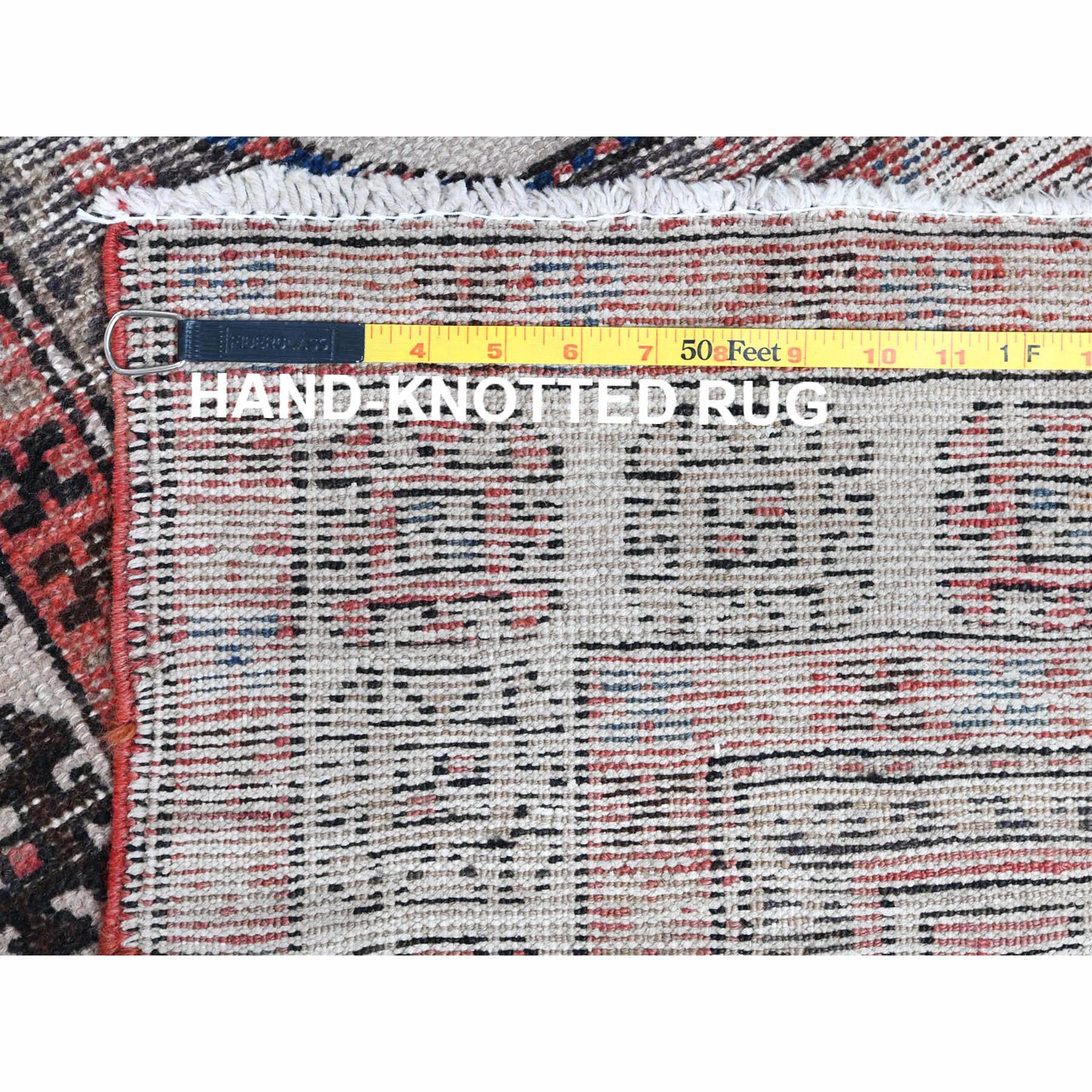 3'2"x9'5" Vintage Red Northwest Persian Distressed Pure Wool Hand Knotted Clean Oriental Runner Rug Sh60946