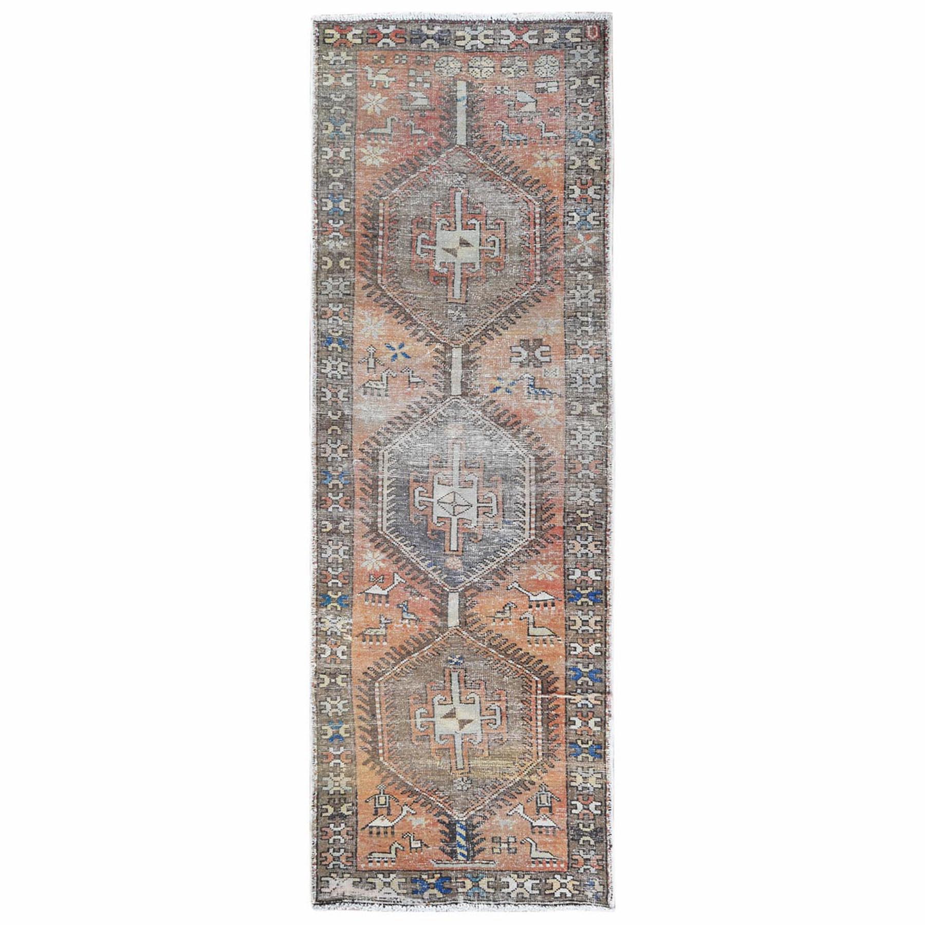 Fetneh Collection And Vintage Overdyed Collection Hand Knotted Orange Rug No: 1121944