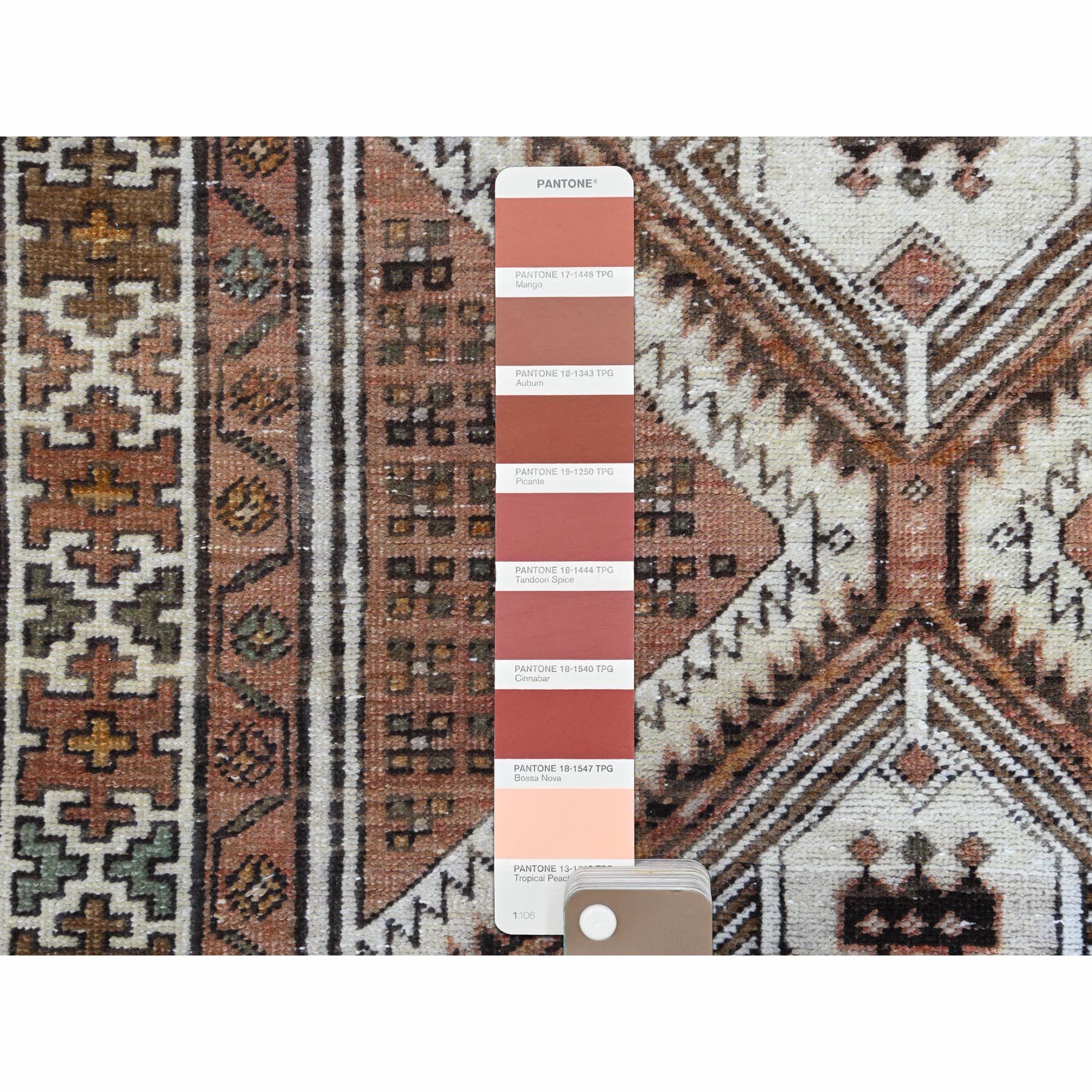 3'5"x9'7" Vintage Sheared Low Areas of Wear Hand Knotted Clean Pure Wool Persian Serab Terracotta Red Oriental Wide Runner Rug sh60982