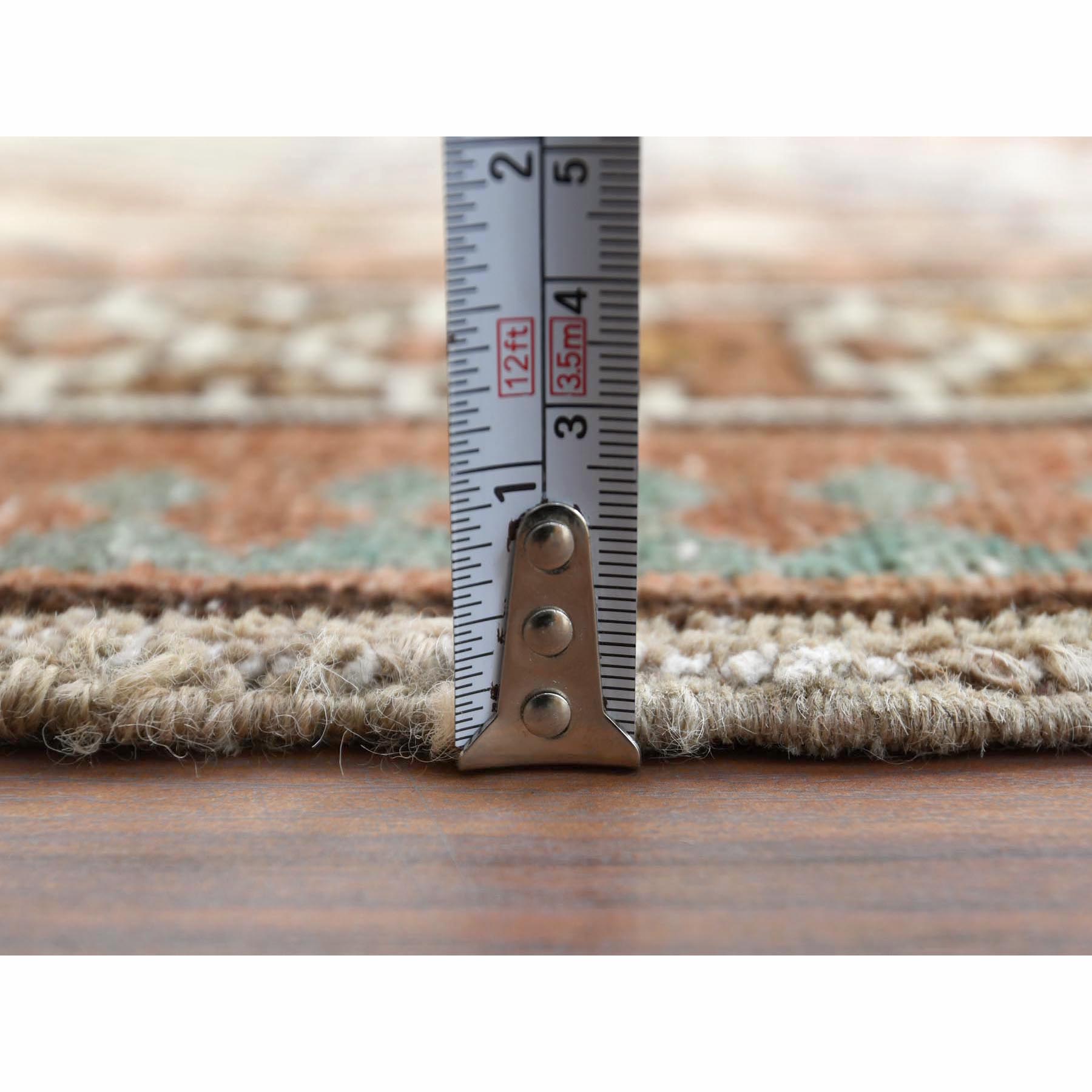 3'5"x9'7" Vintage Sheared Low Areas of Wear Hand Knotted Clean Pure Wool Persian Serab Terracotta Red Oriental Wide Runner Rug sh60982