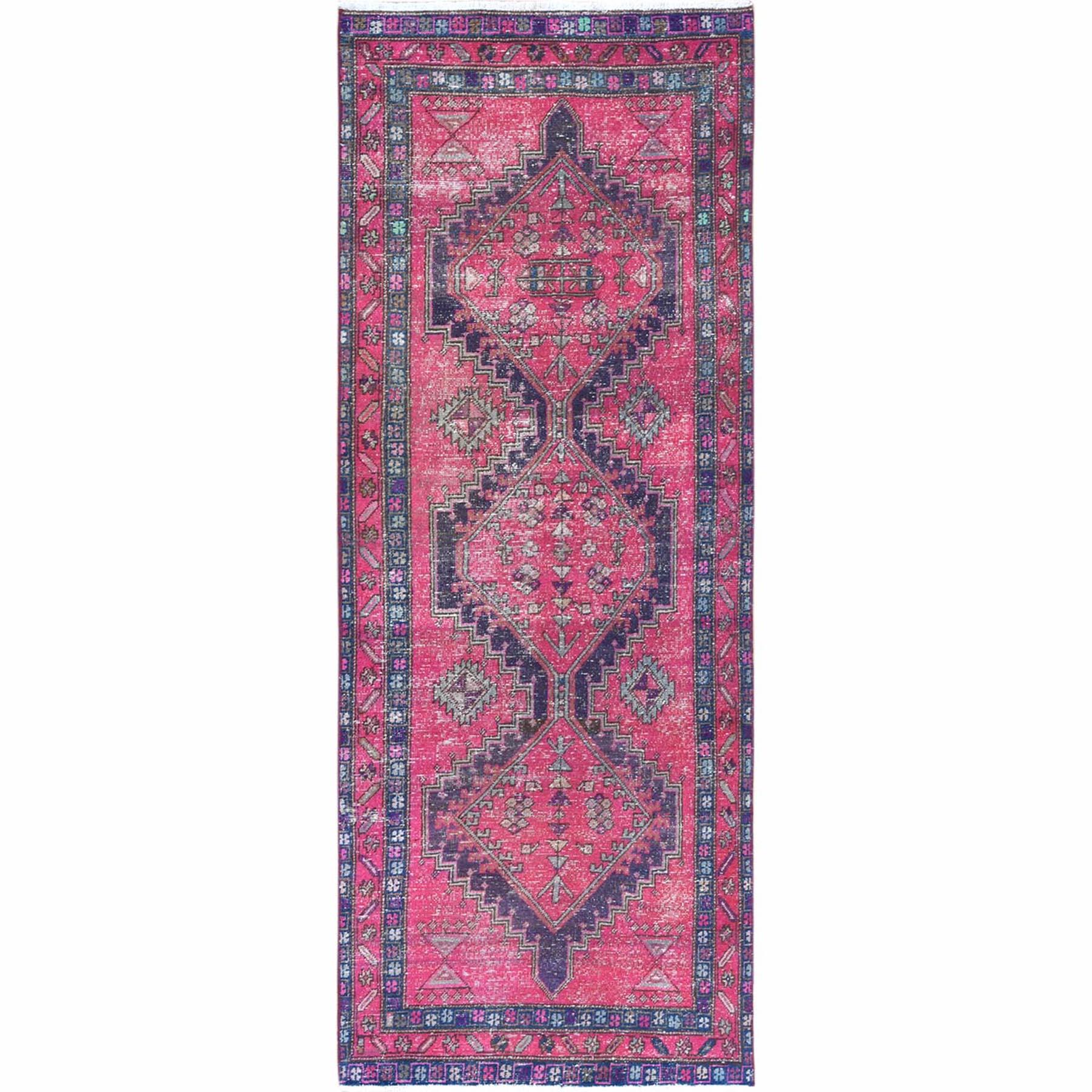 Fetneh Collection And Vintage Overdyed Collection Hand Knotted Pink Rug No: 1121968