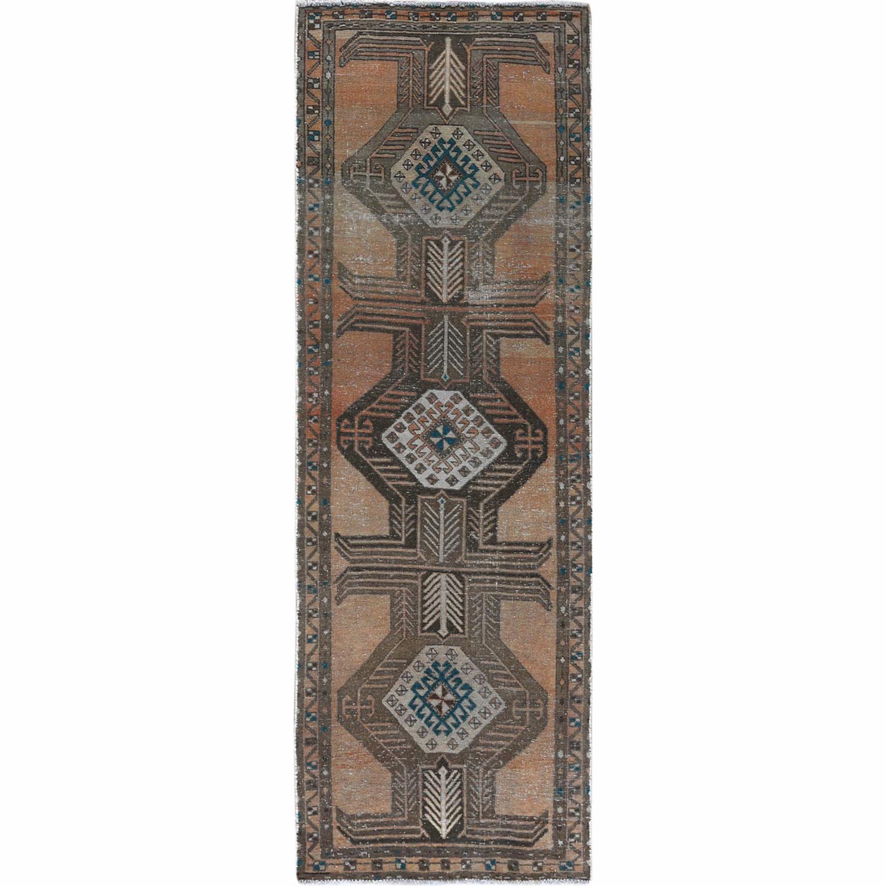 Fetneh Collection And Vintage Overdyed Collection Hand Knotted Brown Rug No: 1121974