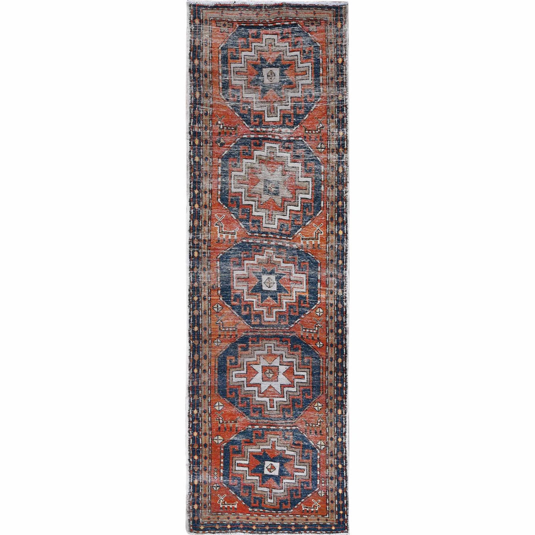 Fetneh Collection And Vintage Overdyed Collection Hand Knotted Orange Rug No: 1121988