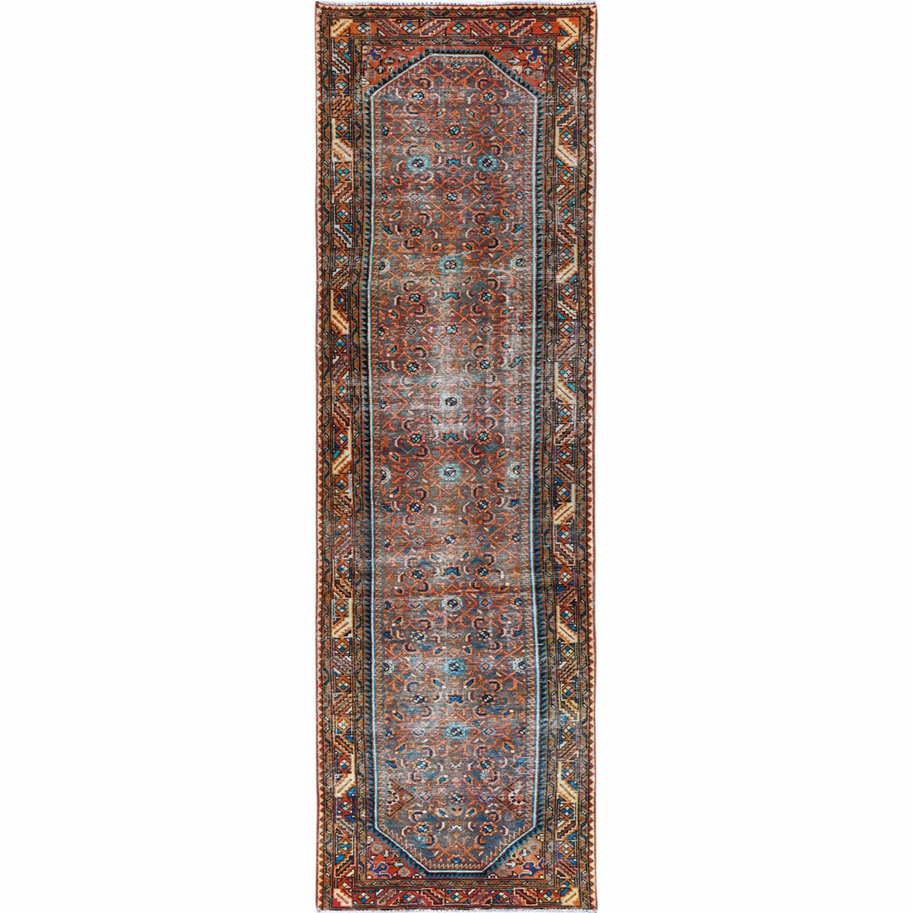 Fetneh Collection And Vintage Overdyed Collection Hand Knotted Orange Rug No: 1121992