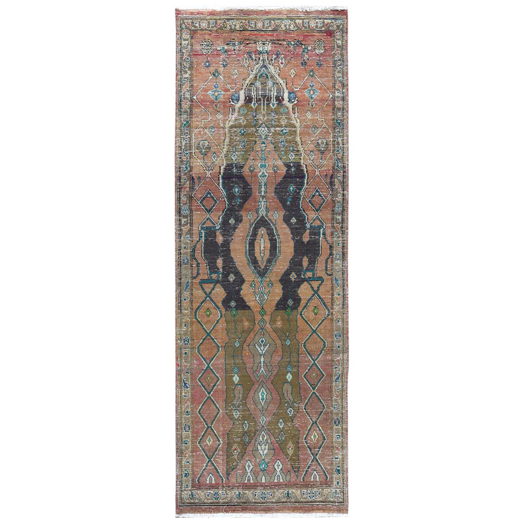 Fetneh Collection And Vintage Overdyed Collection Hand Knotted Orange Rug No: 1122008