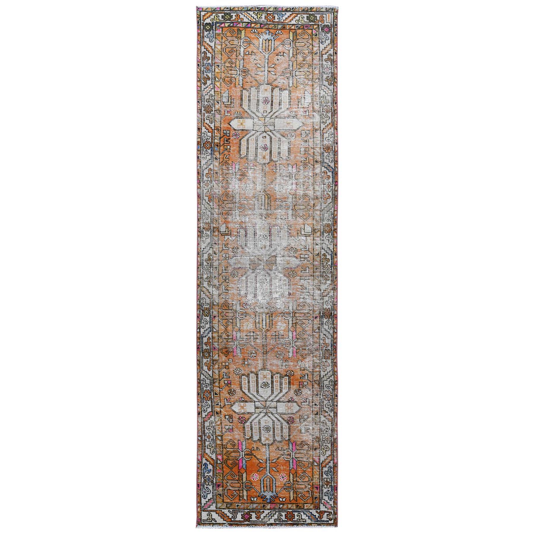Fetneh Collection And Vintage Overdyed Collection Hand Knotted Orange Rug No: 1122058