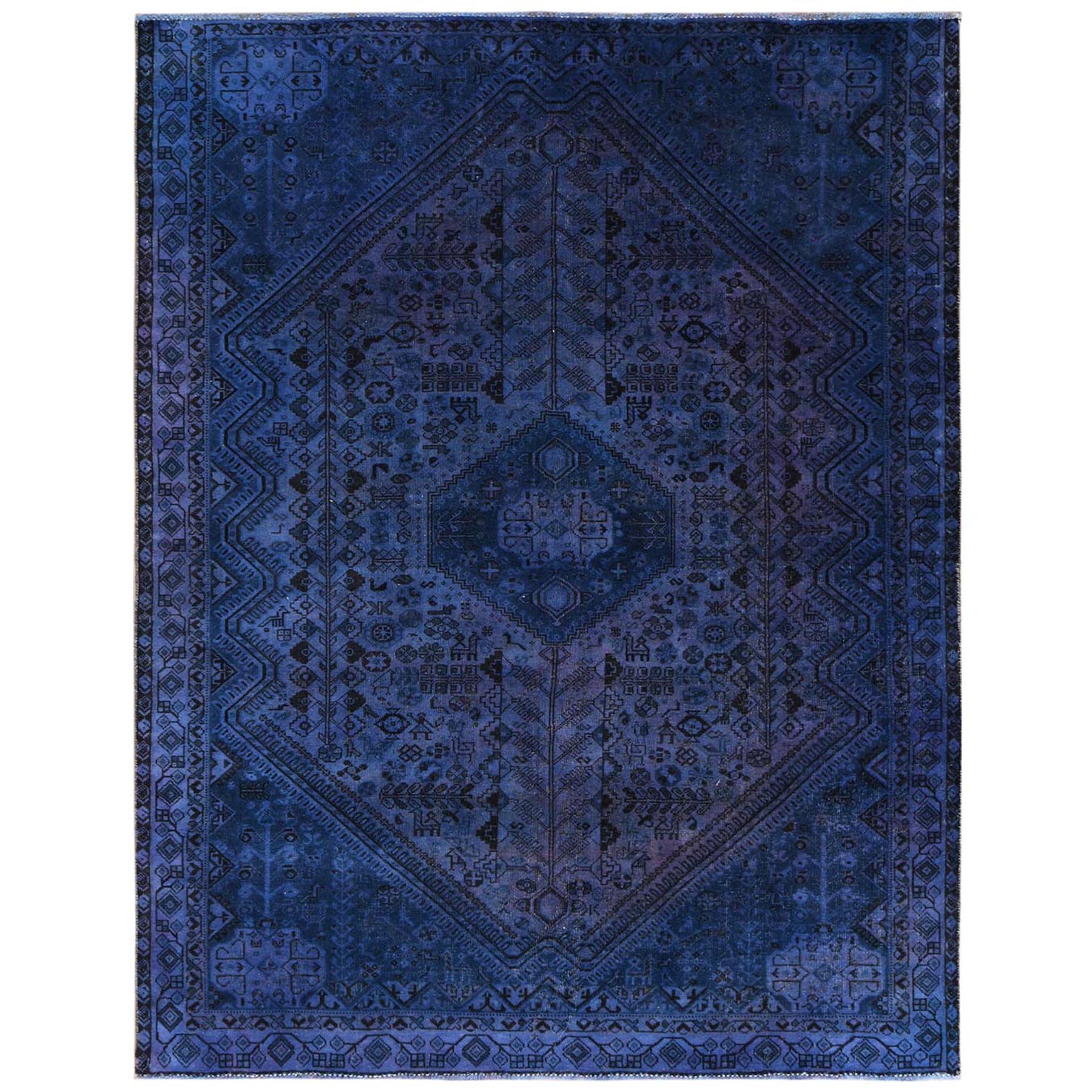 Fetneh Collection And Vintage Overdyed Collection Hand Knotted Blue Rug No: 1122116