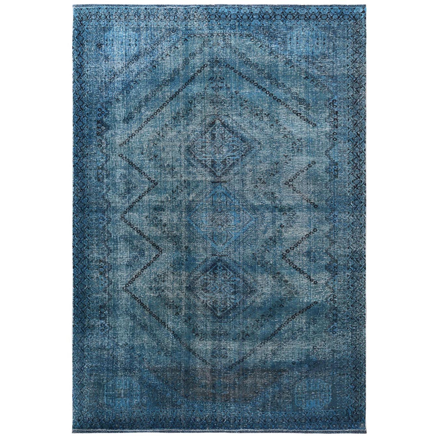 Fetneh Collection And Vintage Overdyed Collection Hand Knotted Teal Rug No: 1122122