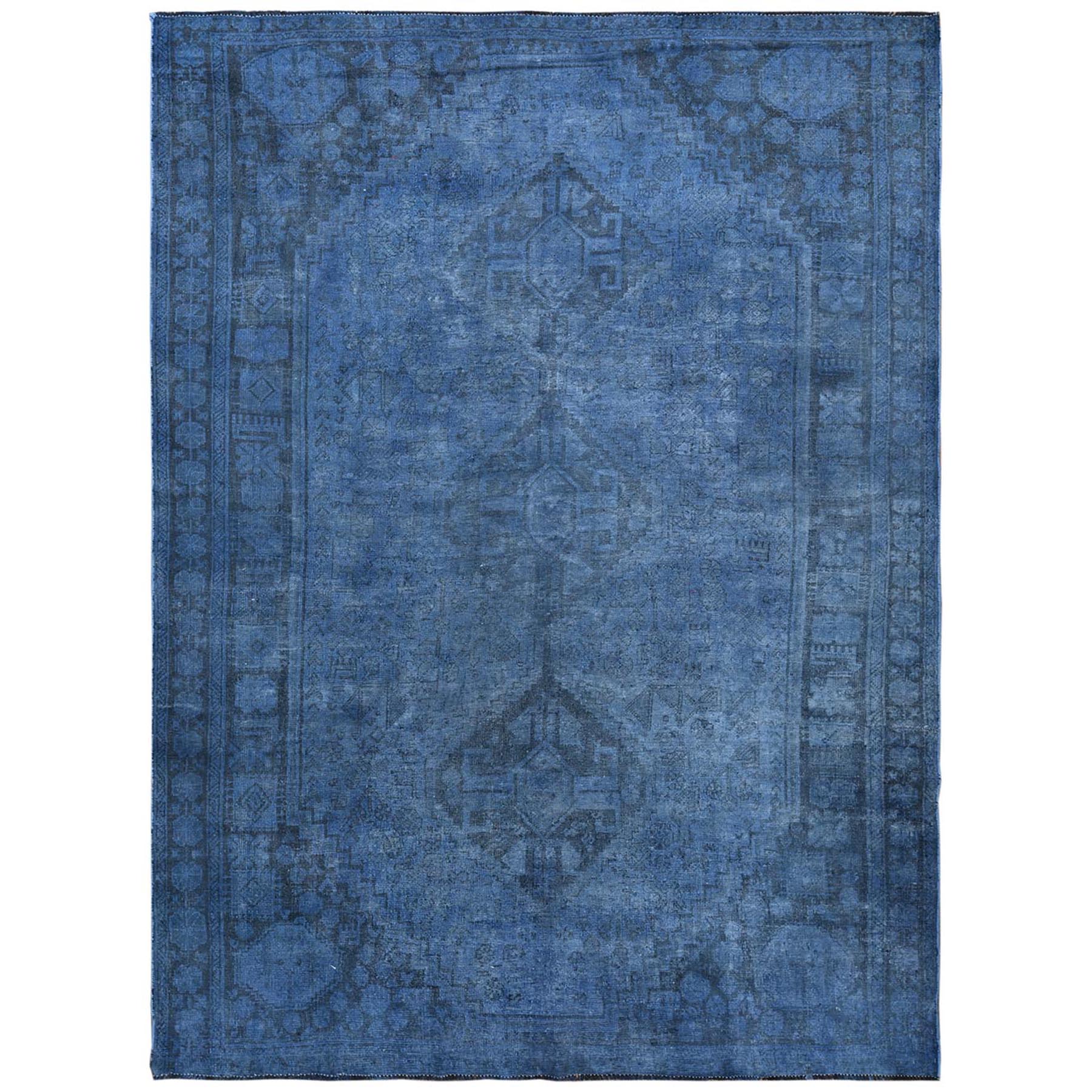 Fetneh Collection And Vintage Overdyed Collection Hand Knotted Blue Rug No: 1122126