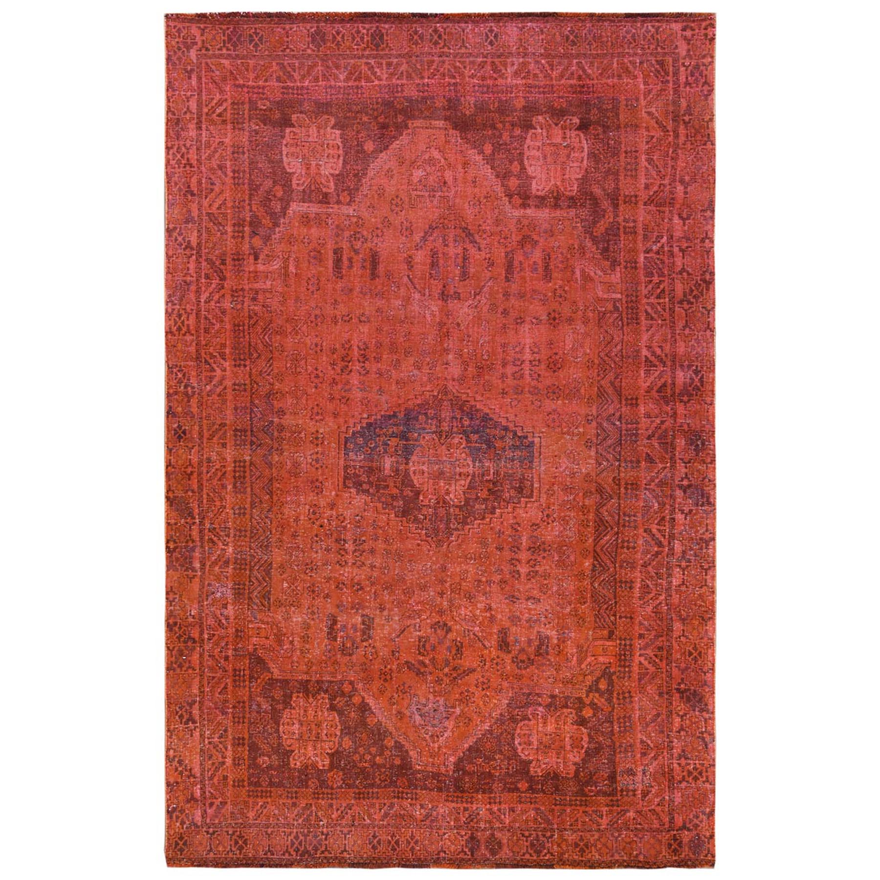 Fetneh Collection And Vintage Overdyed Collection Hand Knotted Orange Rug No: 1122130