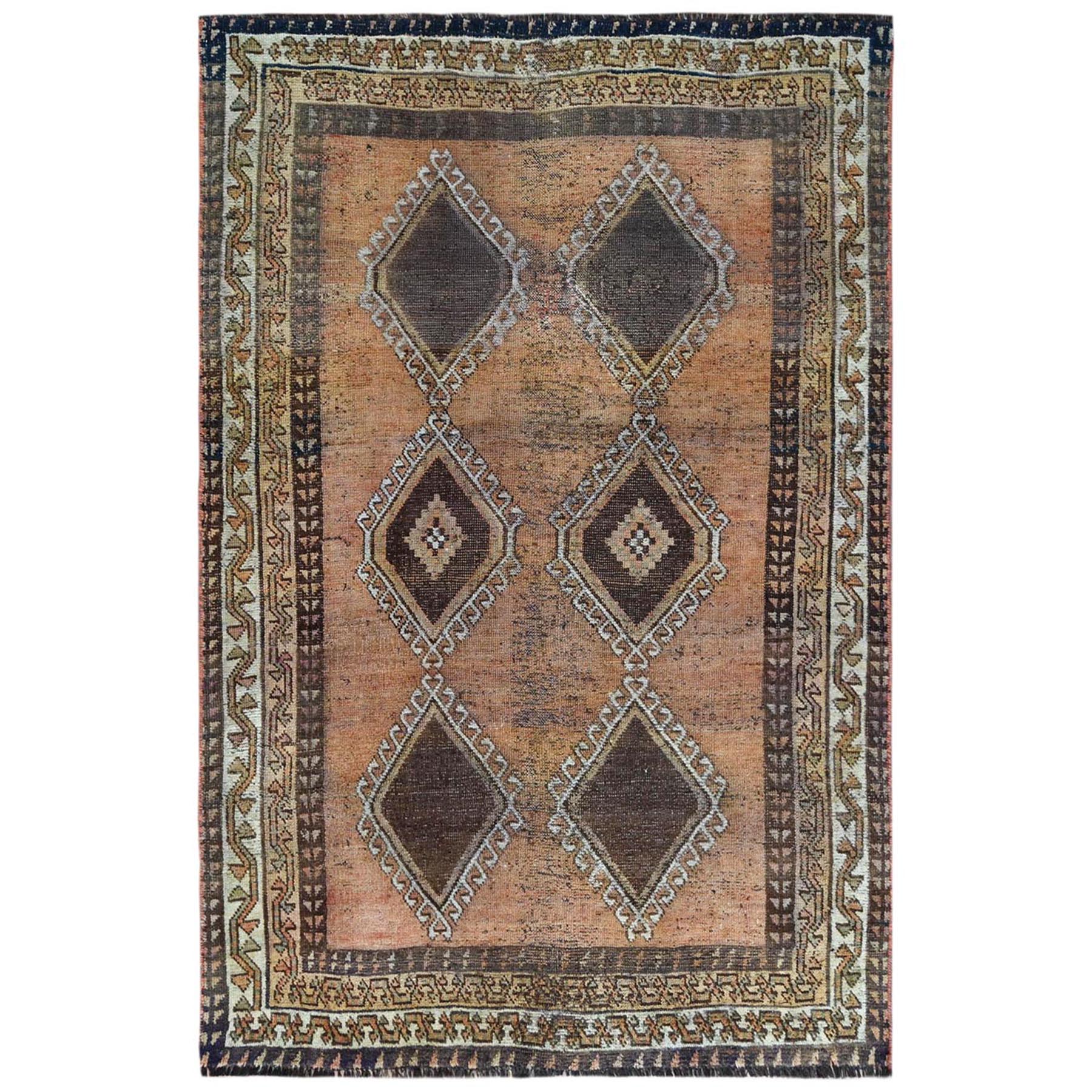 Fetneh Collection And Vintage Overdyed Collection Hand Knotted Orange Rug No: 1122152