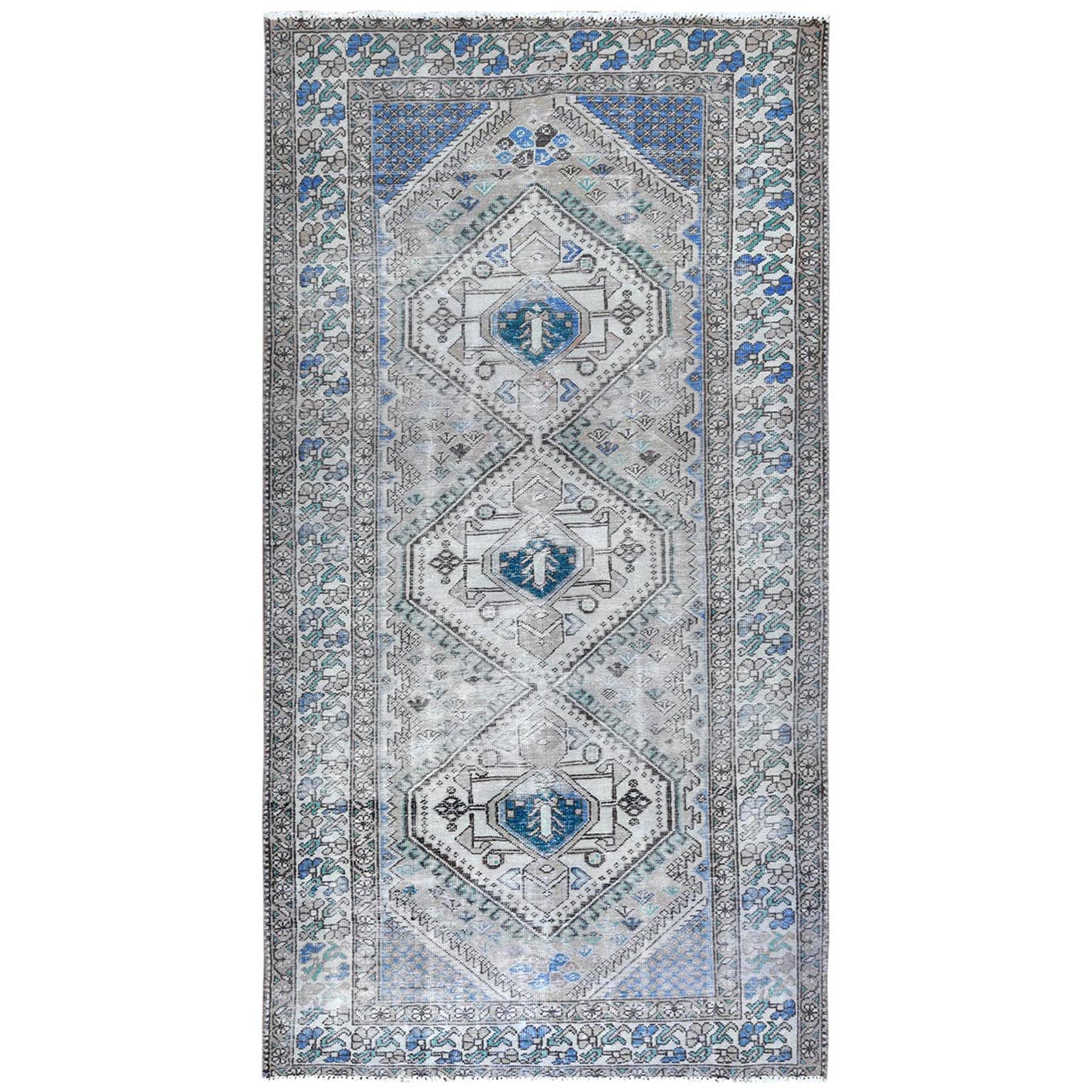 Fetneh Collection And Vintage Overdyed Collection Hand Knotted Grey Rug No: 1122156